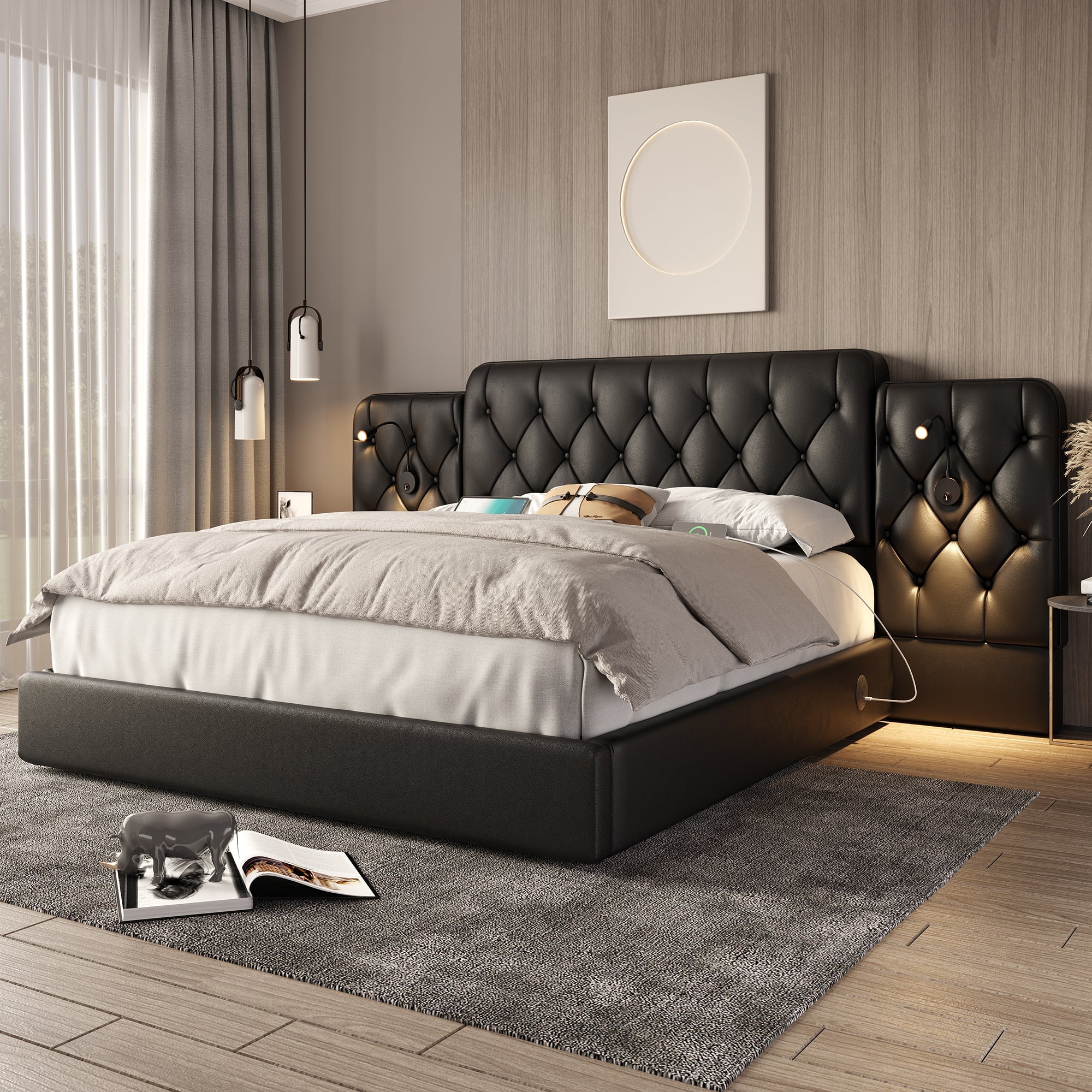 Logidon bedframe 180x200 cm zwart hydraulische opbergruimte