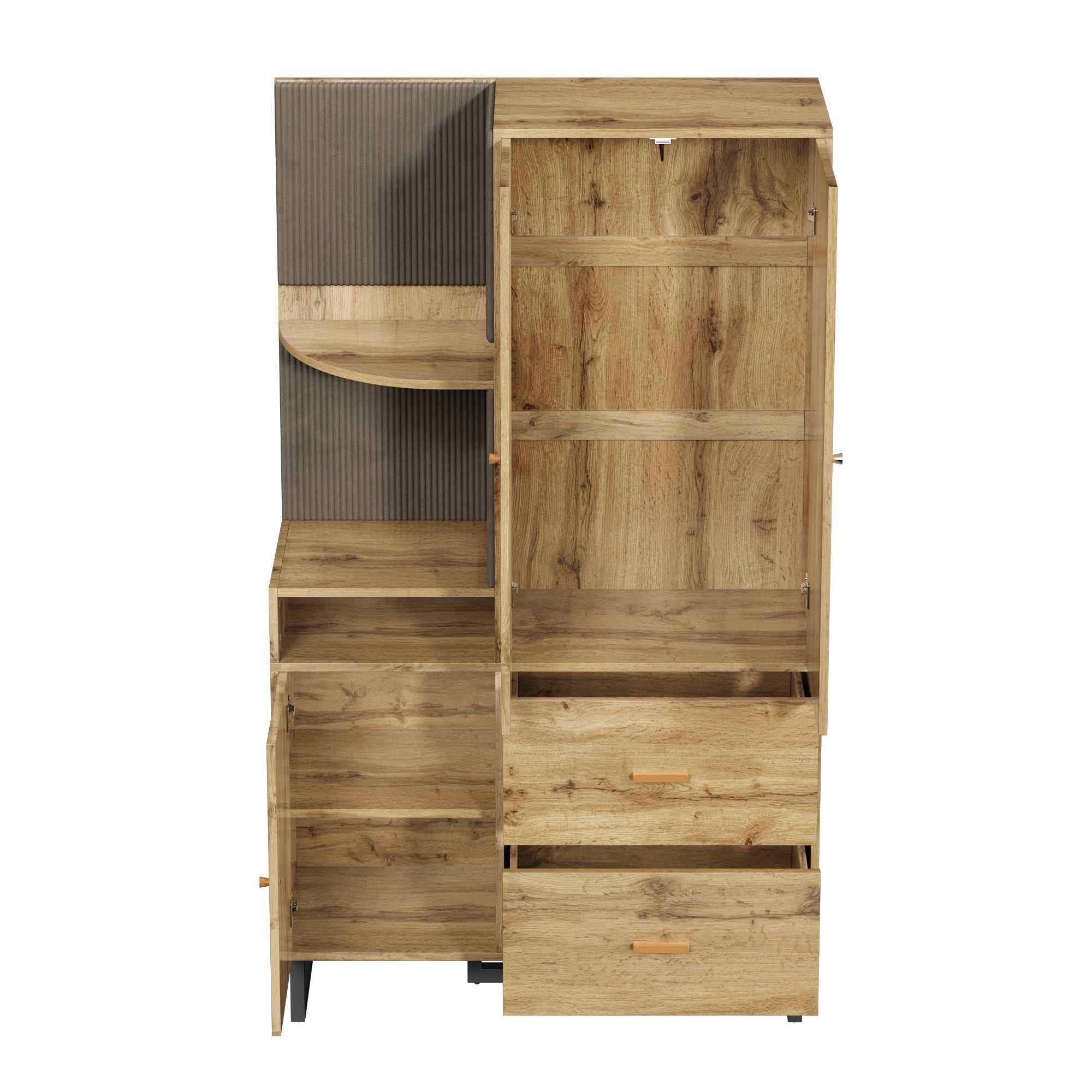 Logidon compacte kledingkast gewatteerde panelen 110 x 186 x 38 cm houtlook