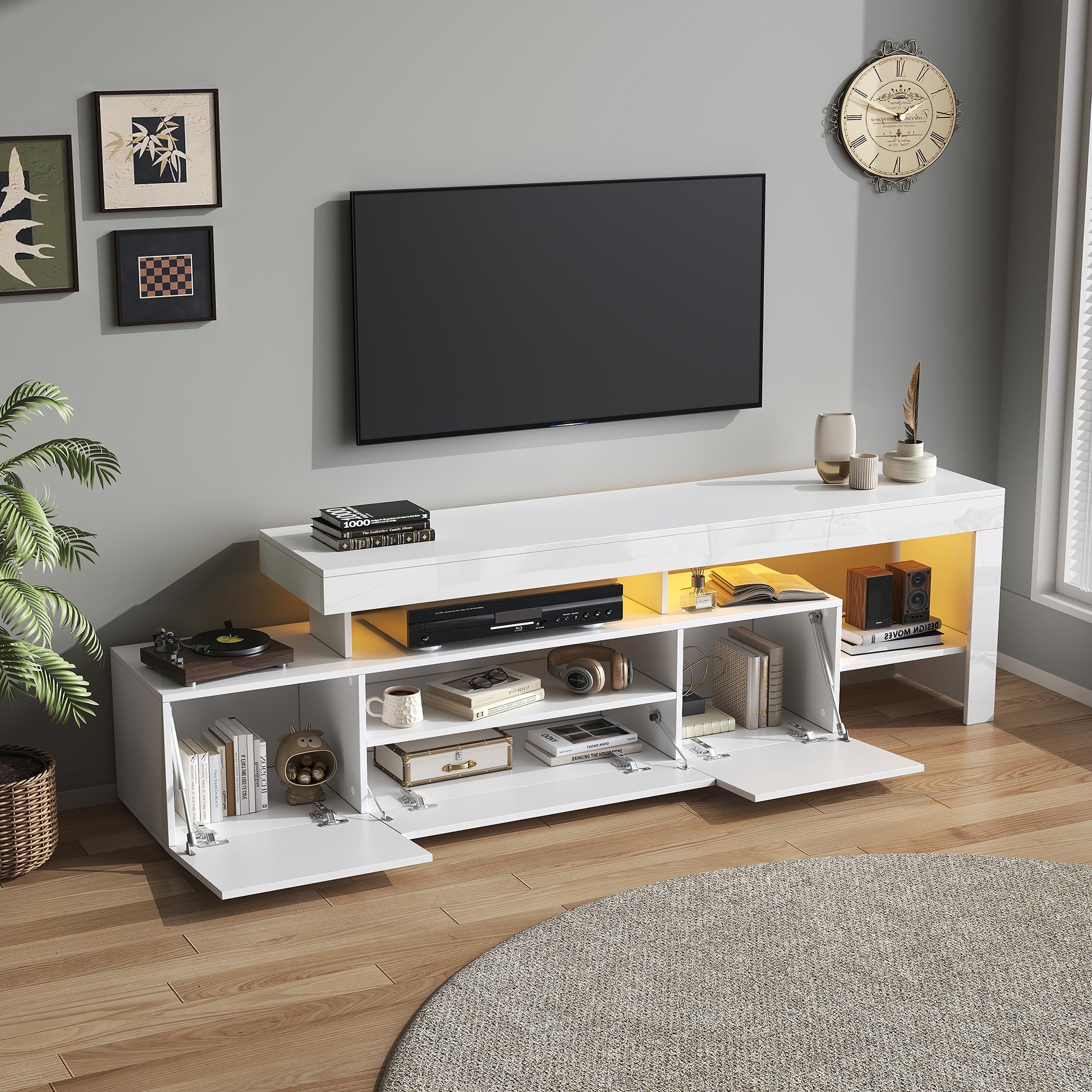 Logidon TV-meubel 192 x 37 x 53 cm witte hoogglans LED-verlichting