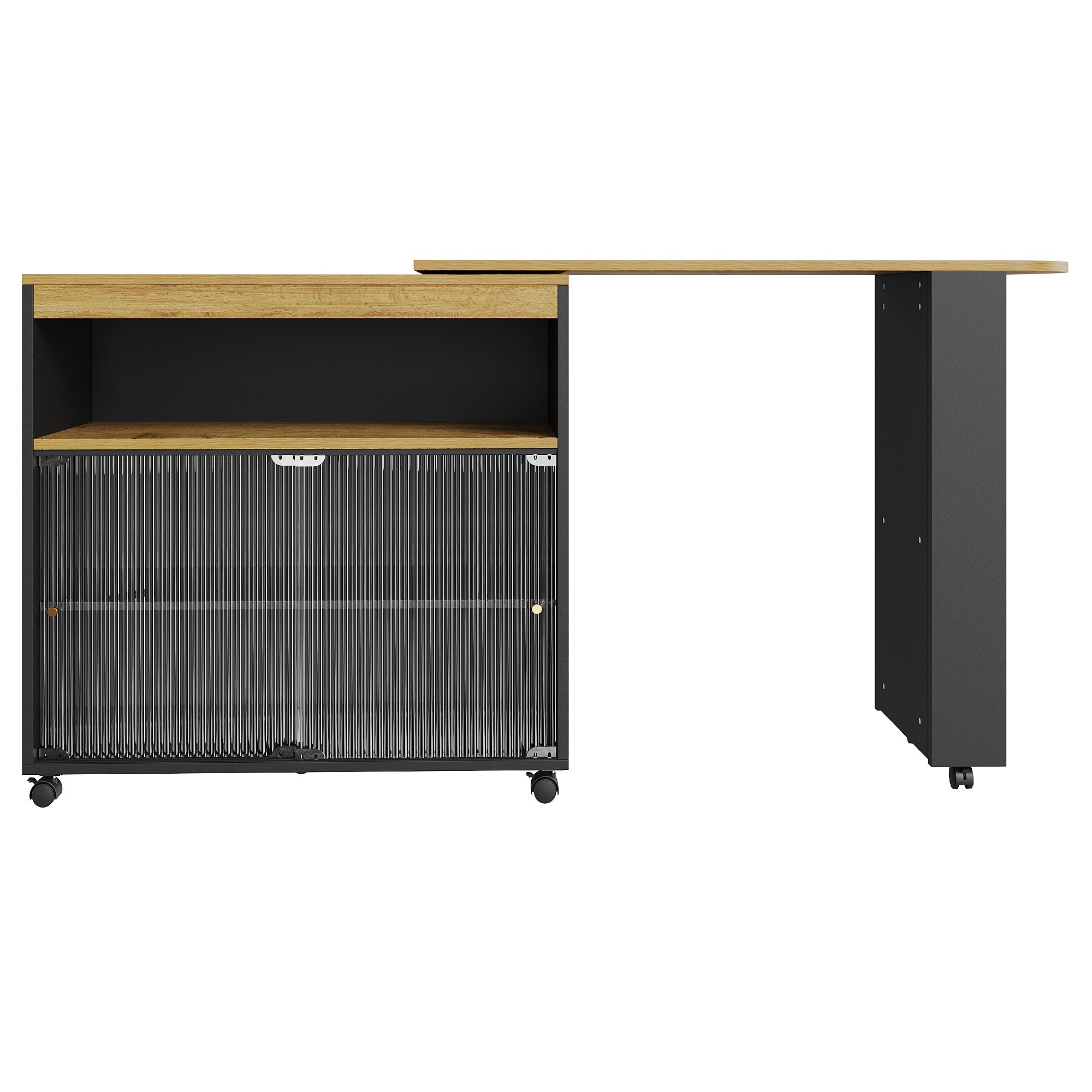 Logidon Uitschuifbare bartafel met opbergruimte en LED 138 tot 204 cm