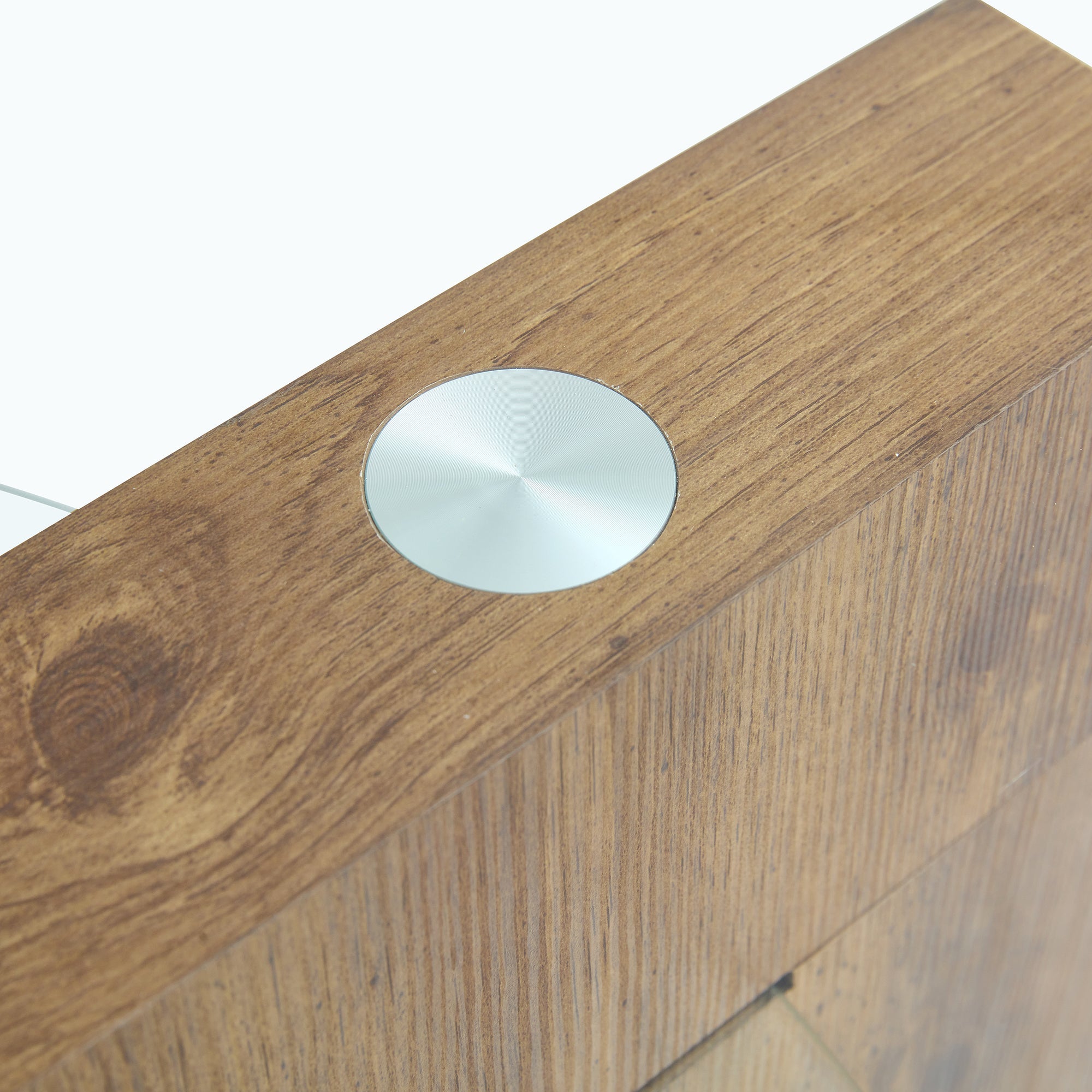 Logidon Moderne Glazen Salontafel Houtstructuur Meerlaags Design MDF 90x70cm