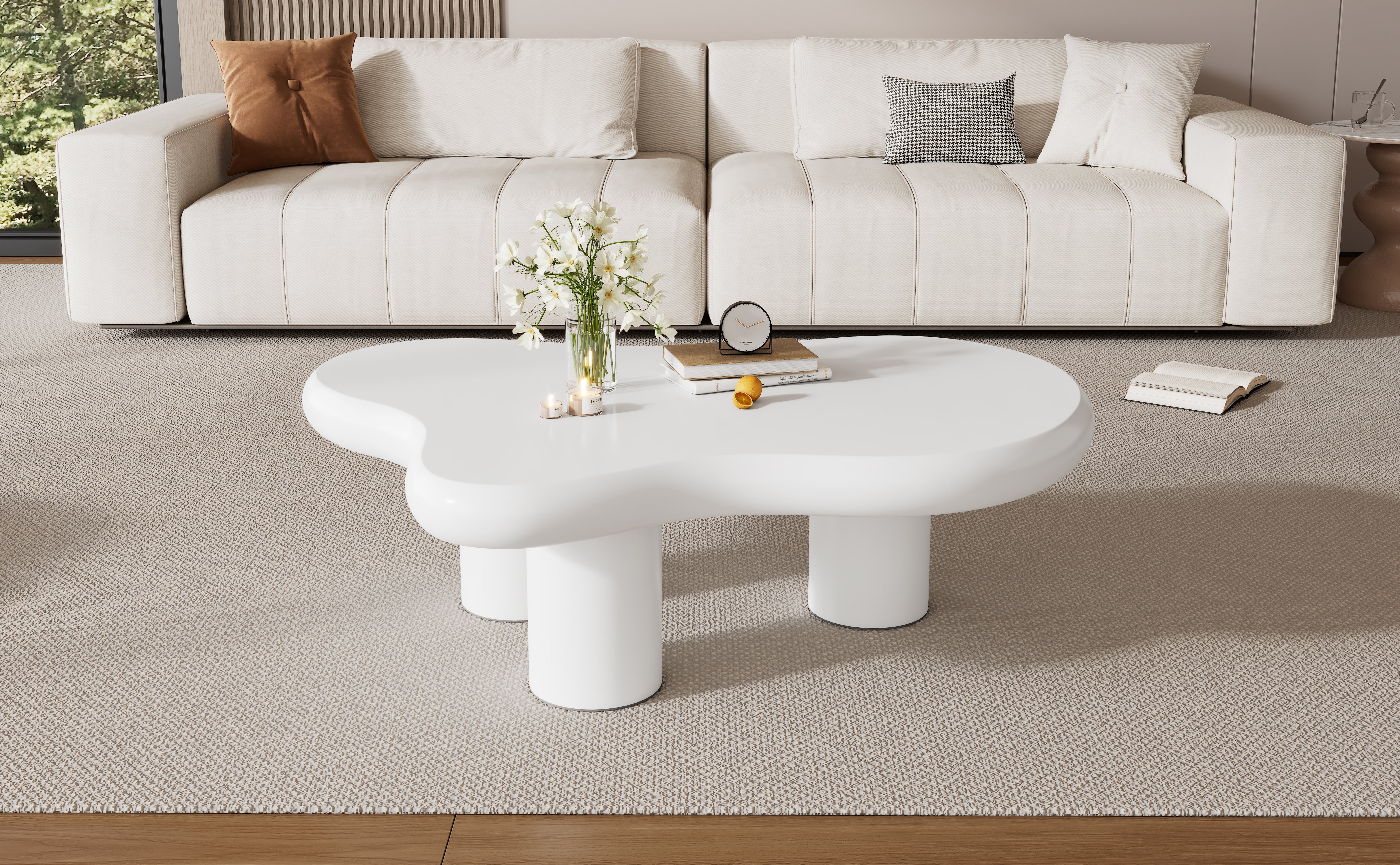 Logidon wolkvormige salontafel wit 97x67x32 cm MDF gelakt oppervlak