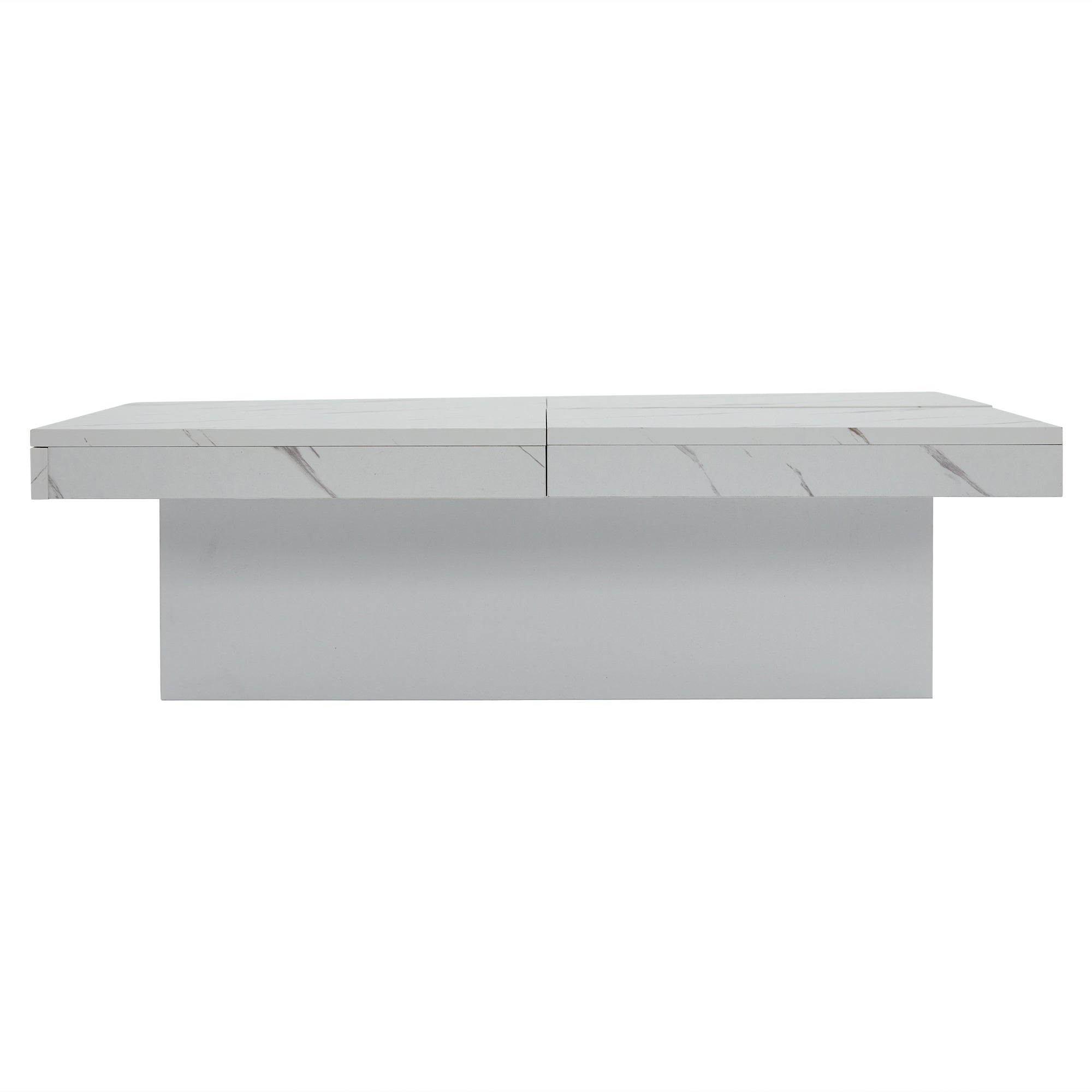 Logidon vierkante salontafel wit marmerlook 90x90x25 cm met lades