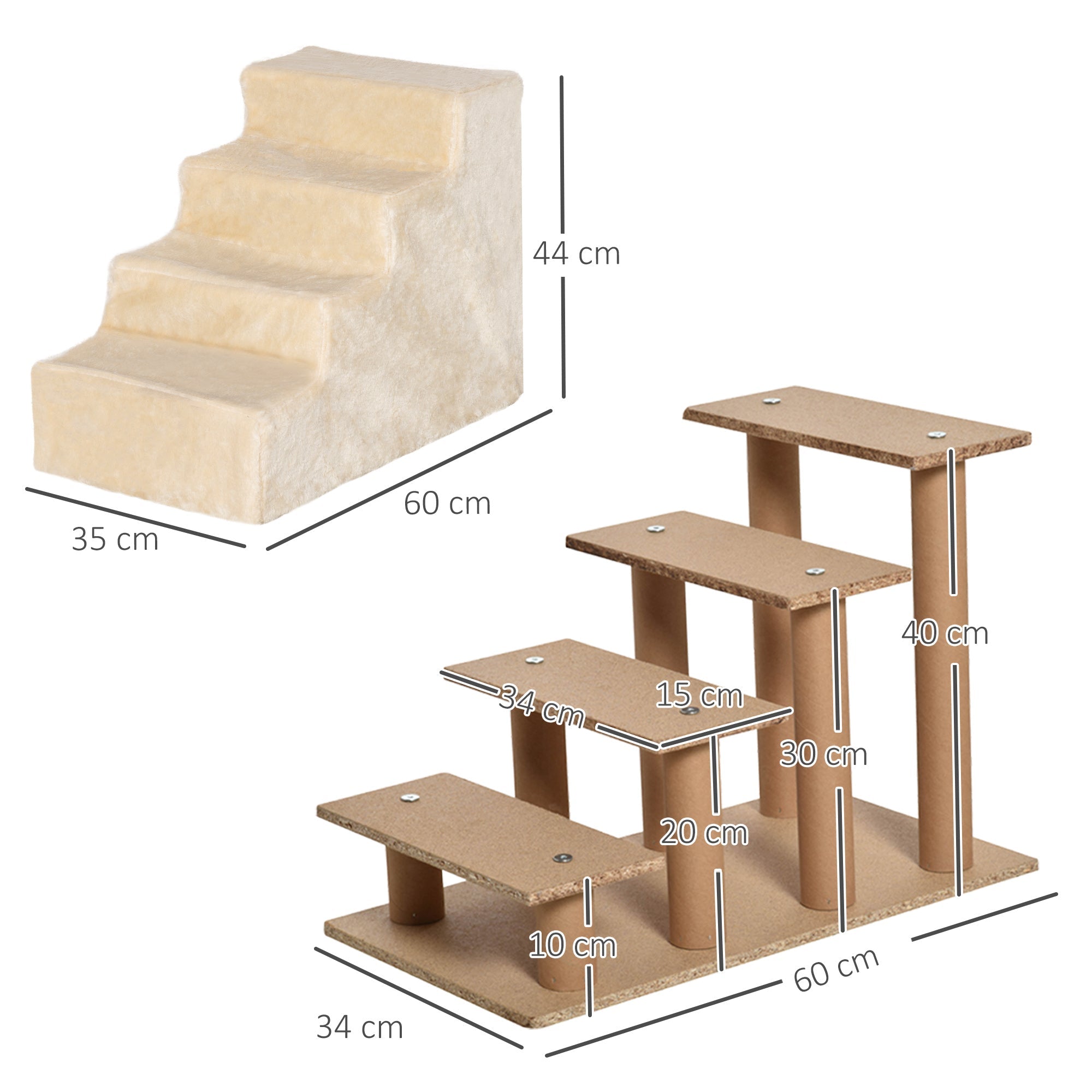 Logidon hondenloopplank 4 treden beige van multiplex 60x35x44 cm