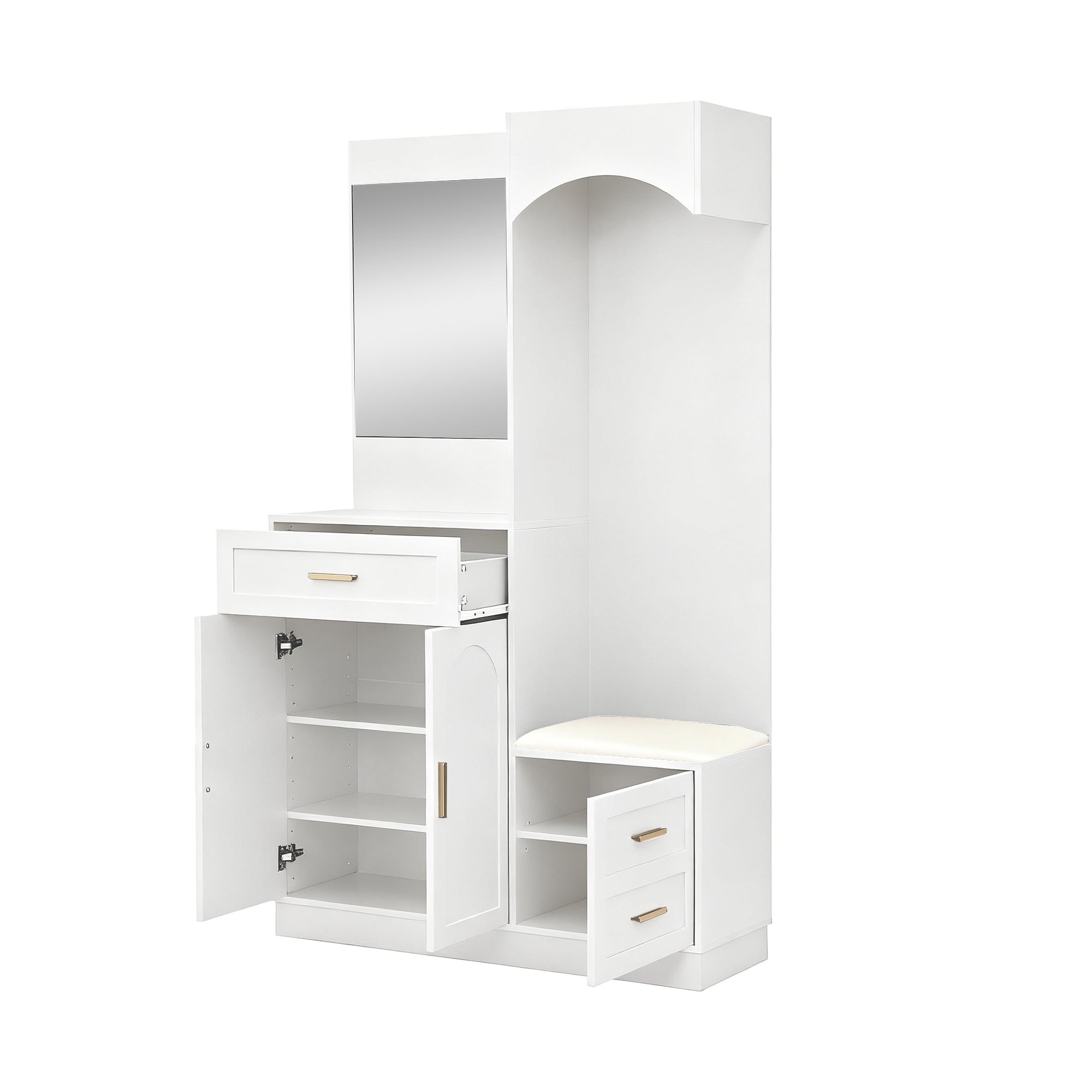 Logidon Moderne Kledingkastcombinatie Met Spiegel Wit 110x33x185 cm