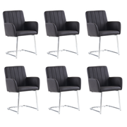 Logidon Set van 6 eetkamerstoelen verticale strepen kunstleer zwart
