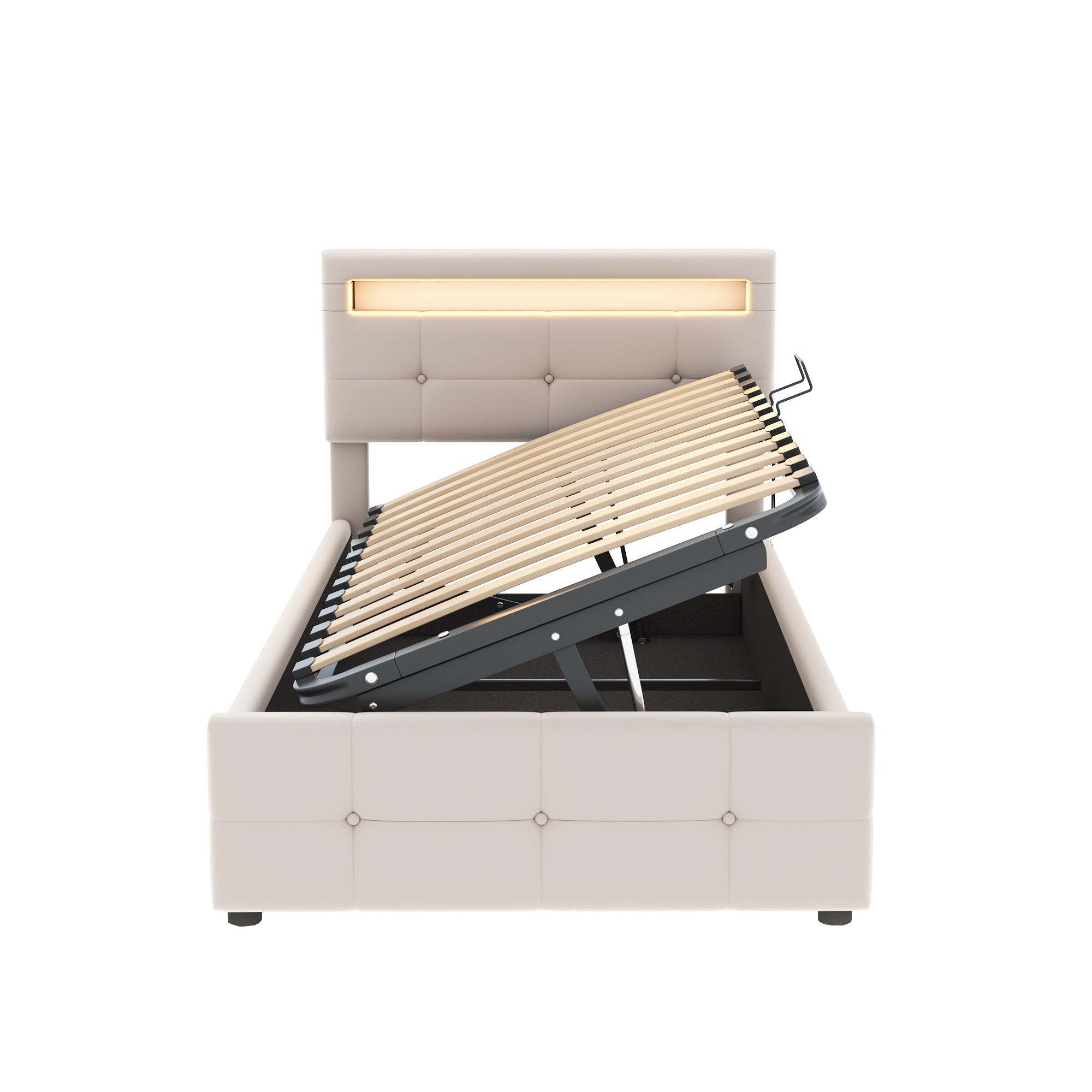 Logidon kinderbed 90x200 cm met LED verlichting beige fluweel