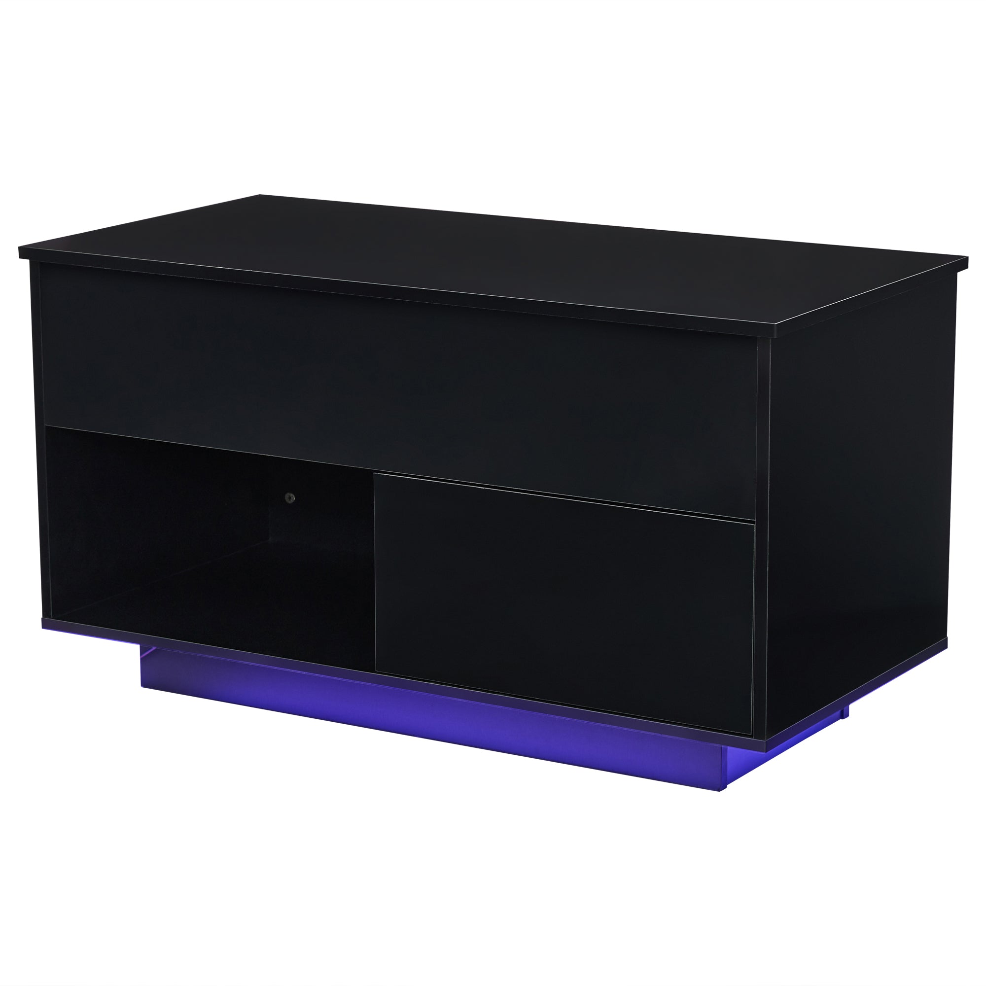 Logidon hoogglans salontafel 100x50x55 cm zwart LED-verlichting