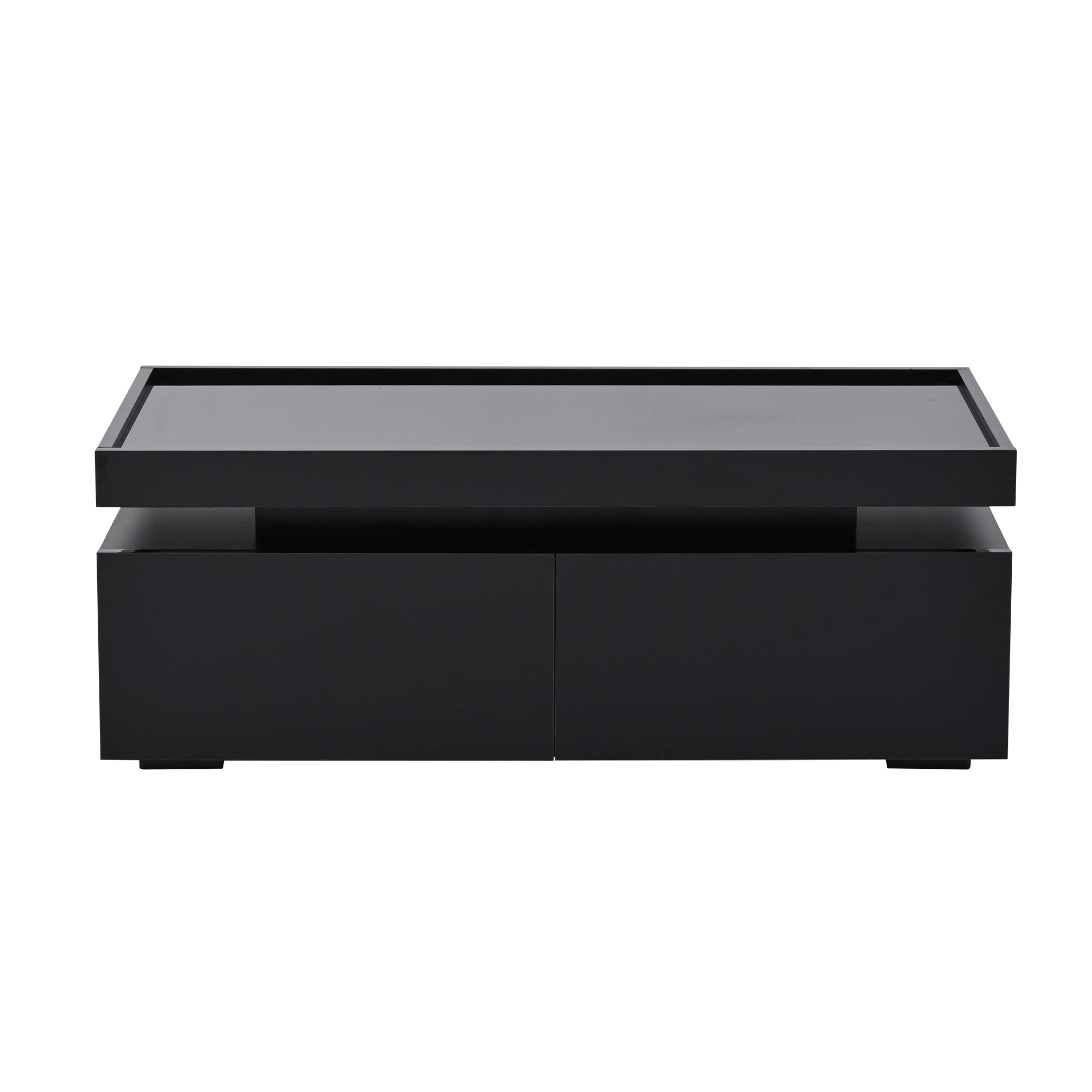 Logidon hoogglans salontafel 95x45x35 cm met LED verlichting zwart