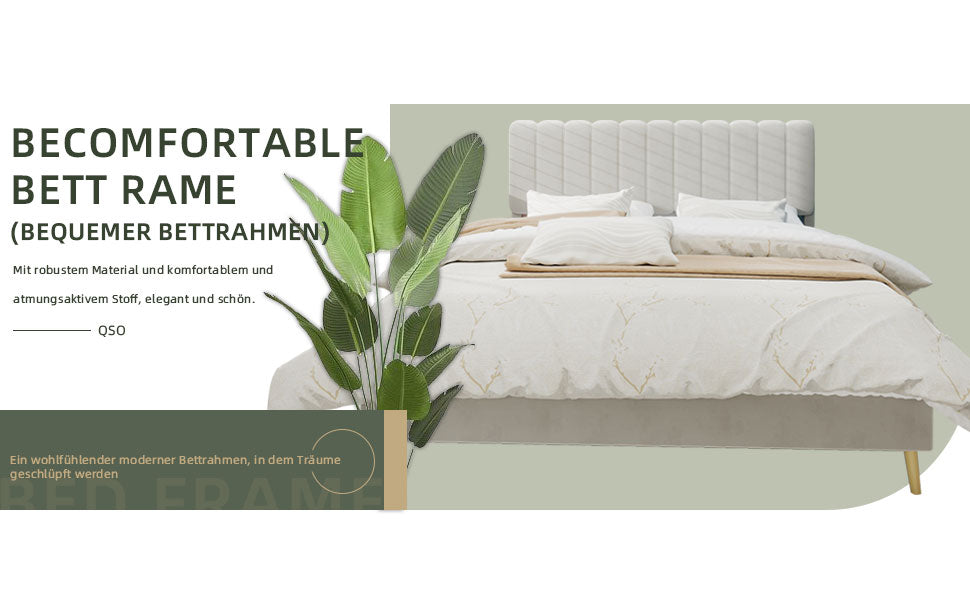 Logidon bedframe 160x200 beige platformbed Nederlandse fleece lattenbodem