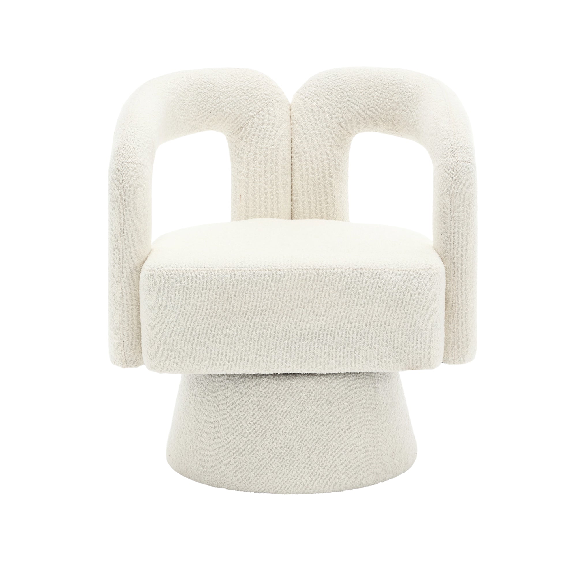 Logidon 360 Degree Rotating Cozy Accent Chair Beige Bouclé