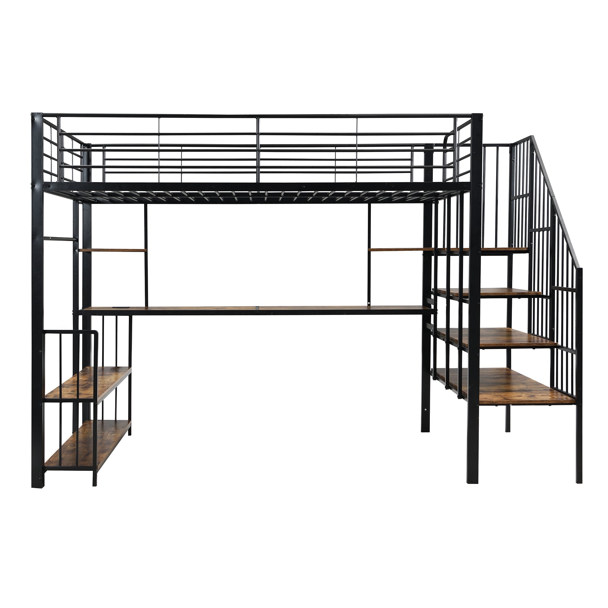 Logidon hoogslaper 120x200 zwart met ladder en oplaadpoort