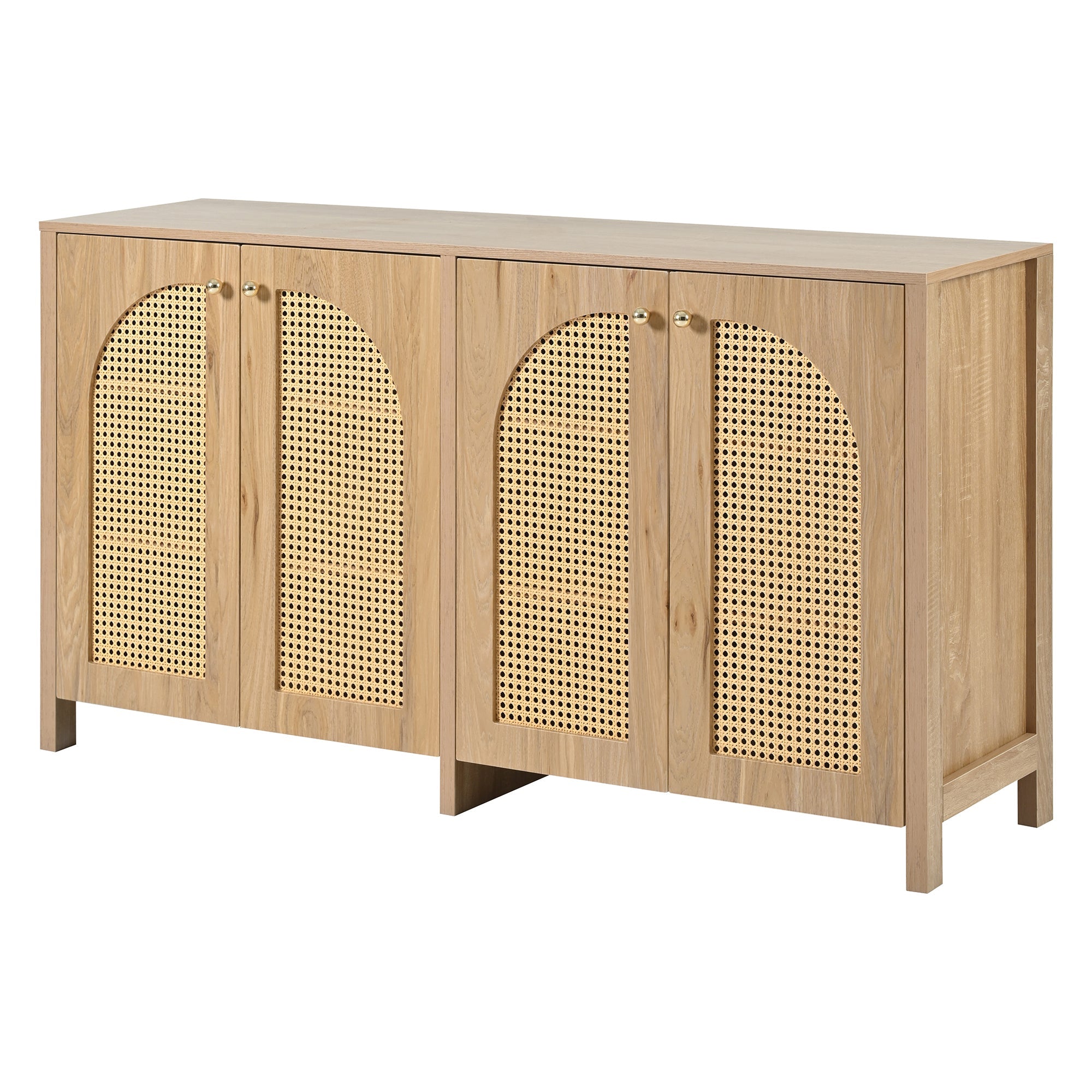 Logidon Dressoir 145x40x80 cm met vier rotan deuren natuurlijk hout