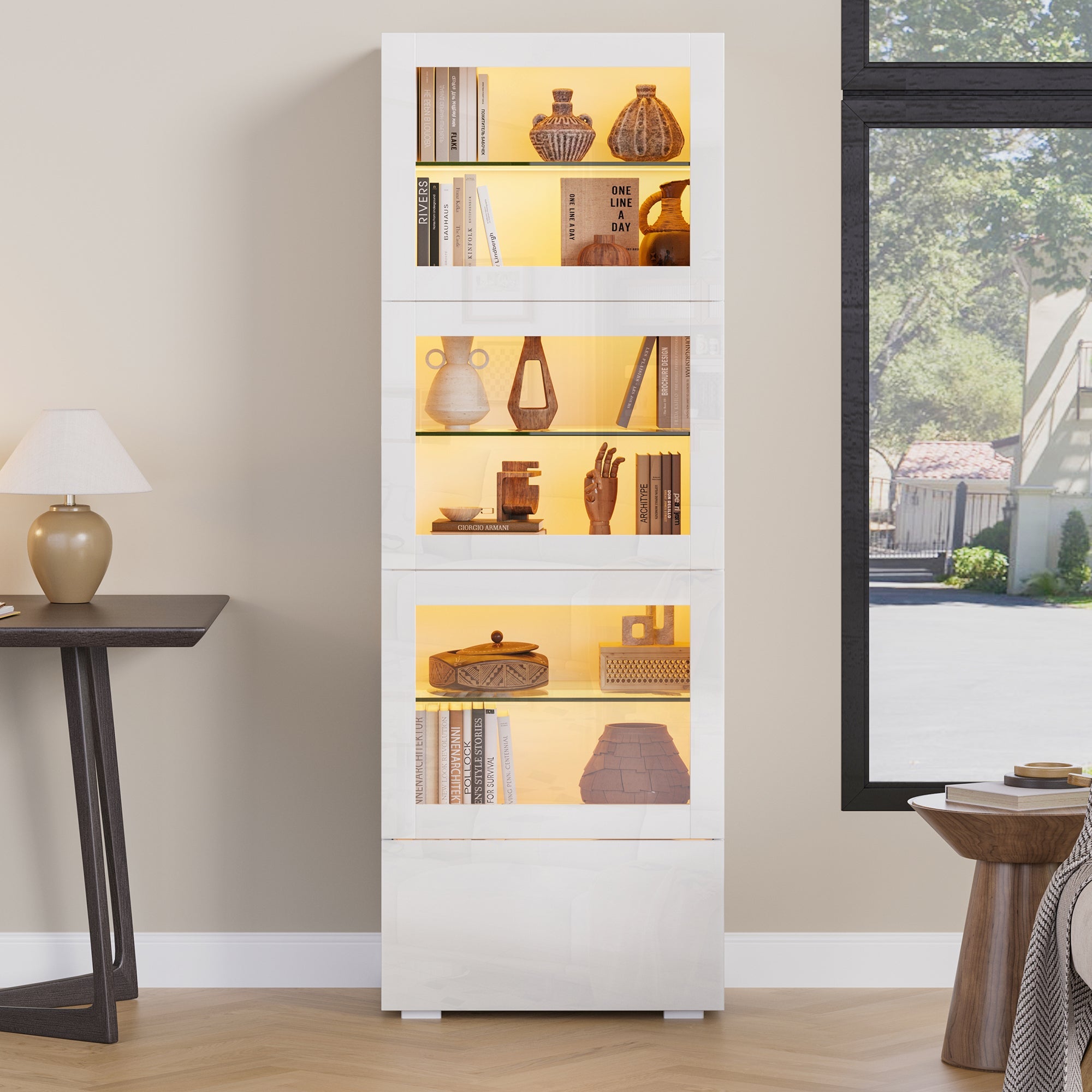 Logidon vitrine 60x40x173 cm wit hoogglans LED verlichting