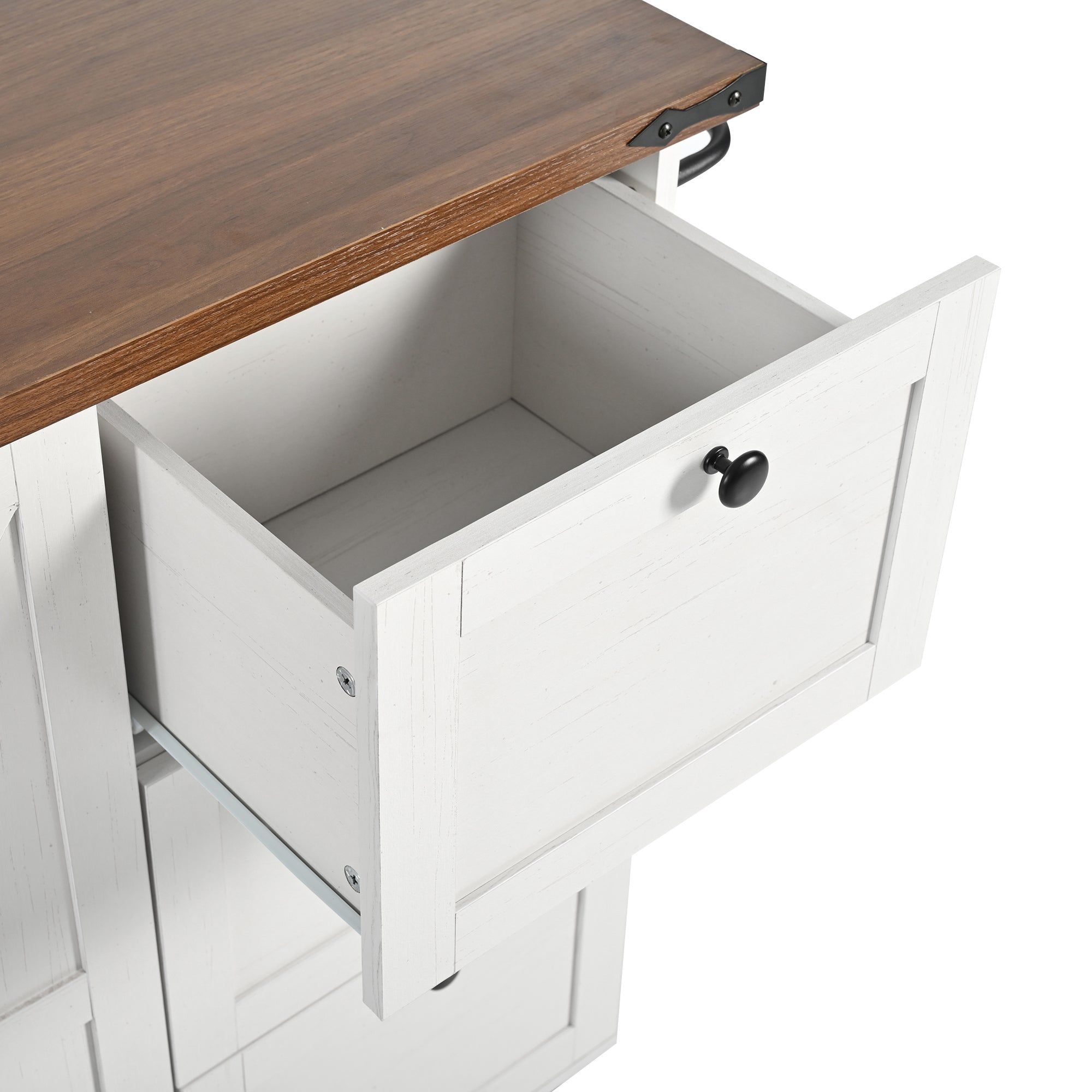 Logidon kitchen island with extendable worktop beige MDF 140 x 45 cm