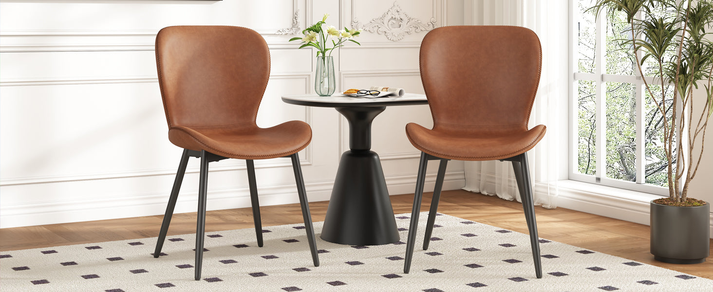 Logidon Set van 2 moderne eetkamerstoelen bruin verstelbare poten