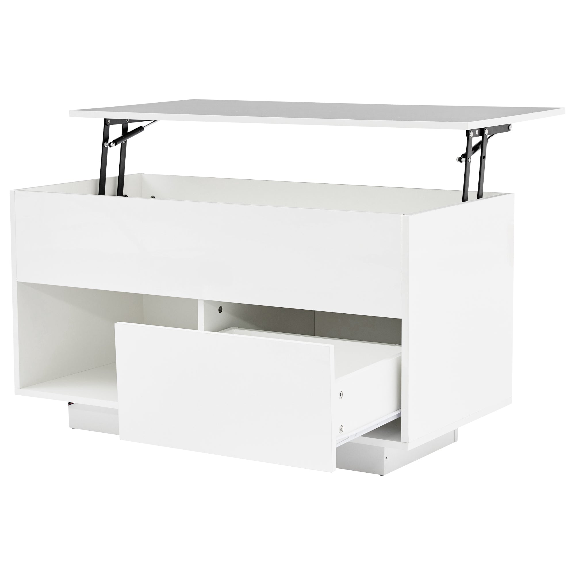 Logidon hoogglans hefsalontafel 100 x 50 cm witte LED-verlichting