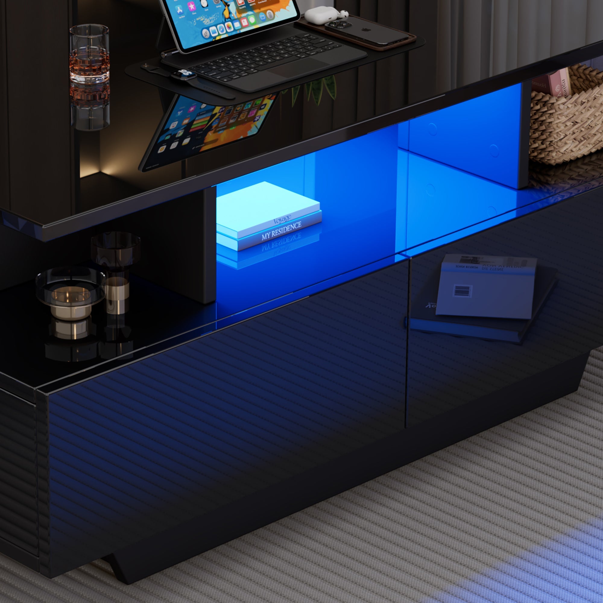 Logidon LED-verlichting salontafel met 2 lades 90x55x41 cm