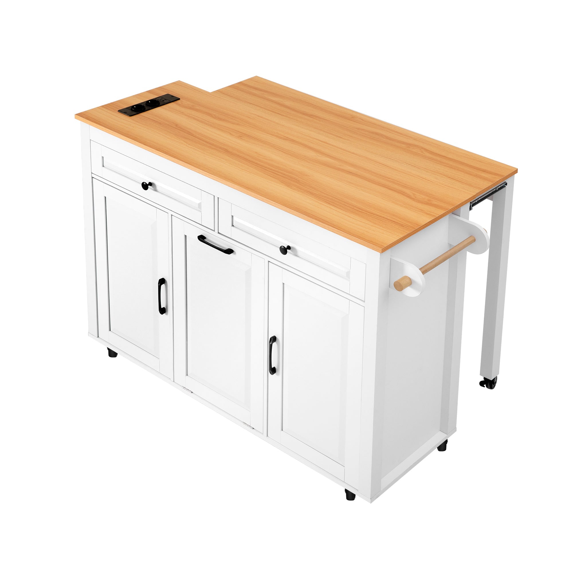 Logidon Keukeneiland op Wielen Wit Uitschuifbare Werkplek 120 cm