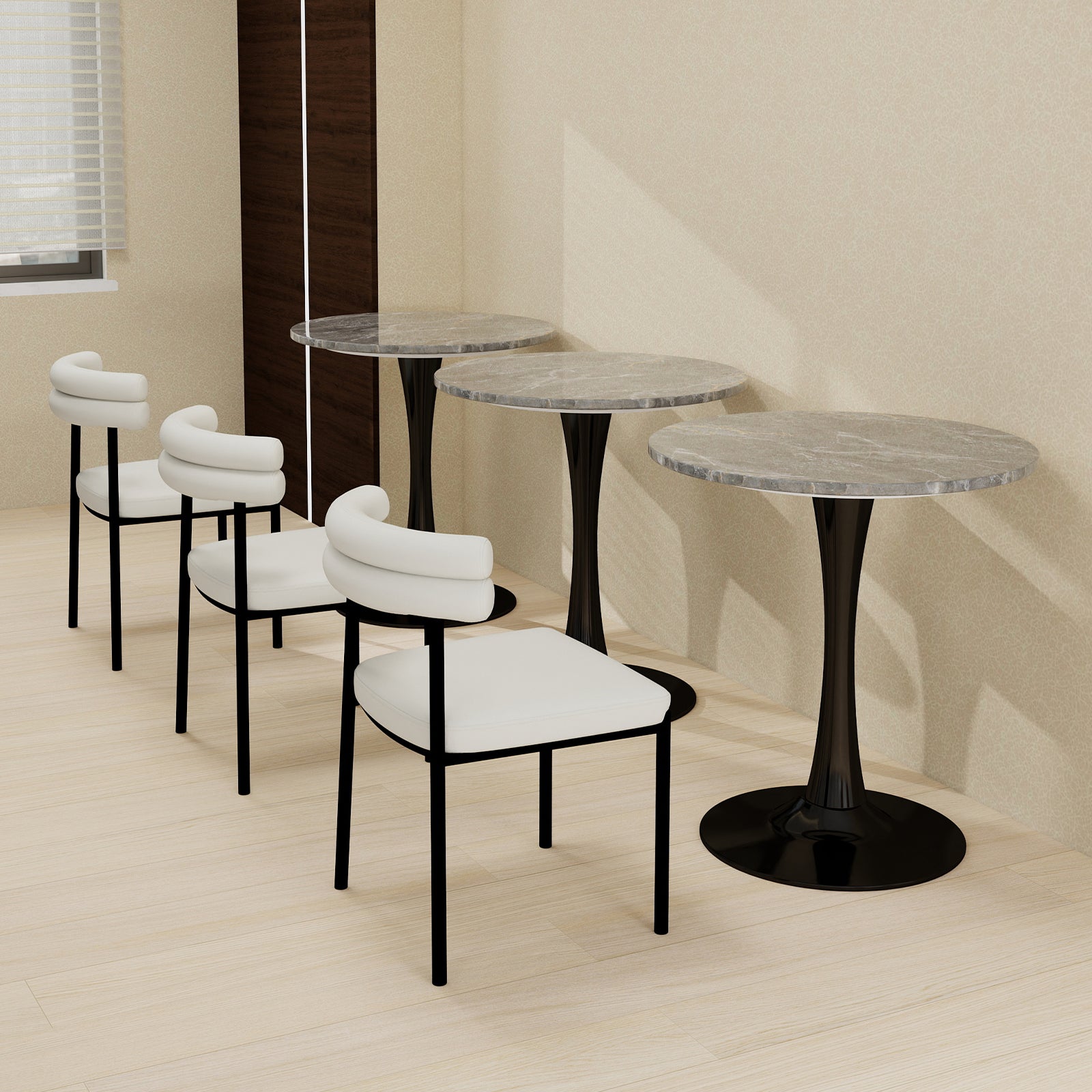 Logidon ronde salontafel marmerlook grijs 70 cm diameter tulpvoet