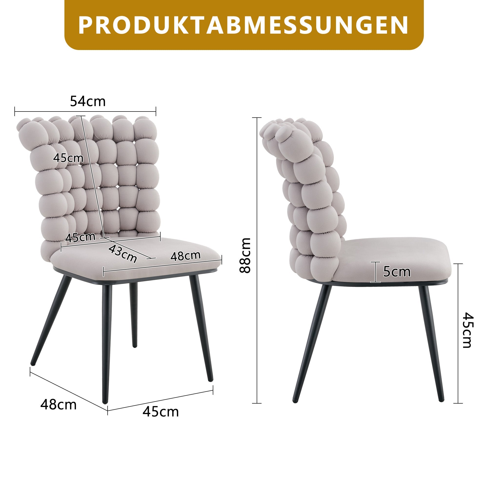 Logidon lichtgrijze fluwelen eetkamerstoelen met kogelketting rugleuning set van 2