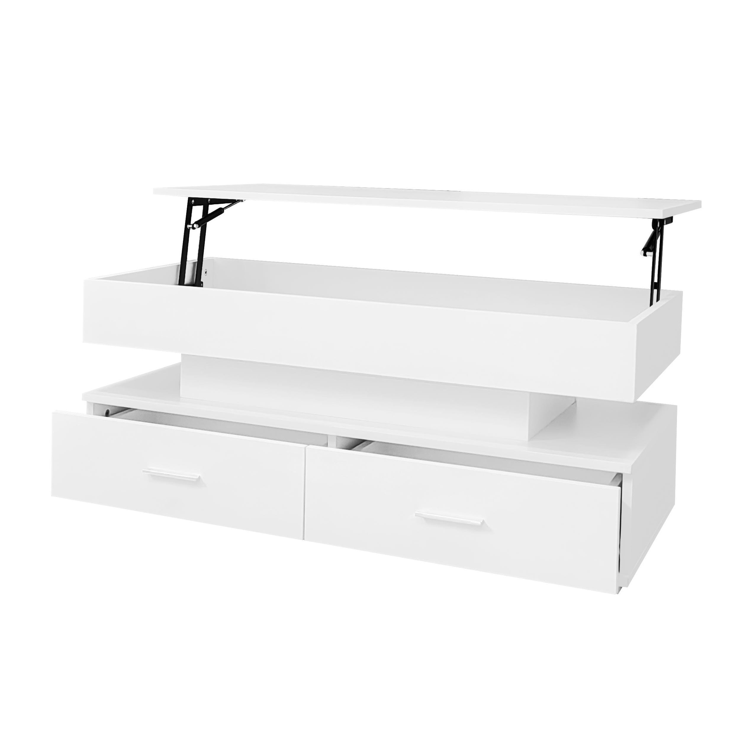 Logidon Hydraulisch in hoogte verstelbare salontafel 100x50x44 cm Wit LED