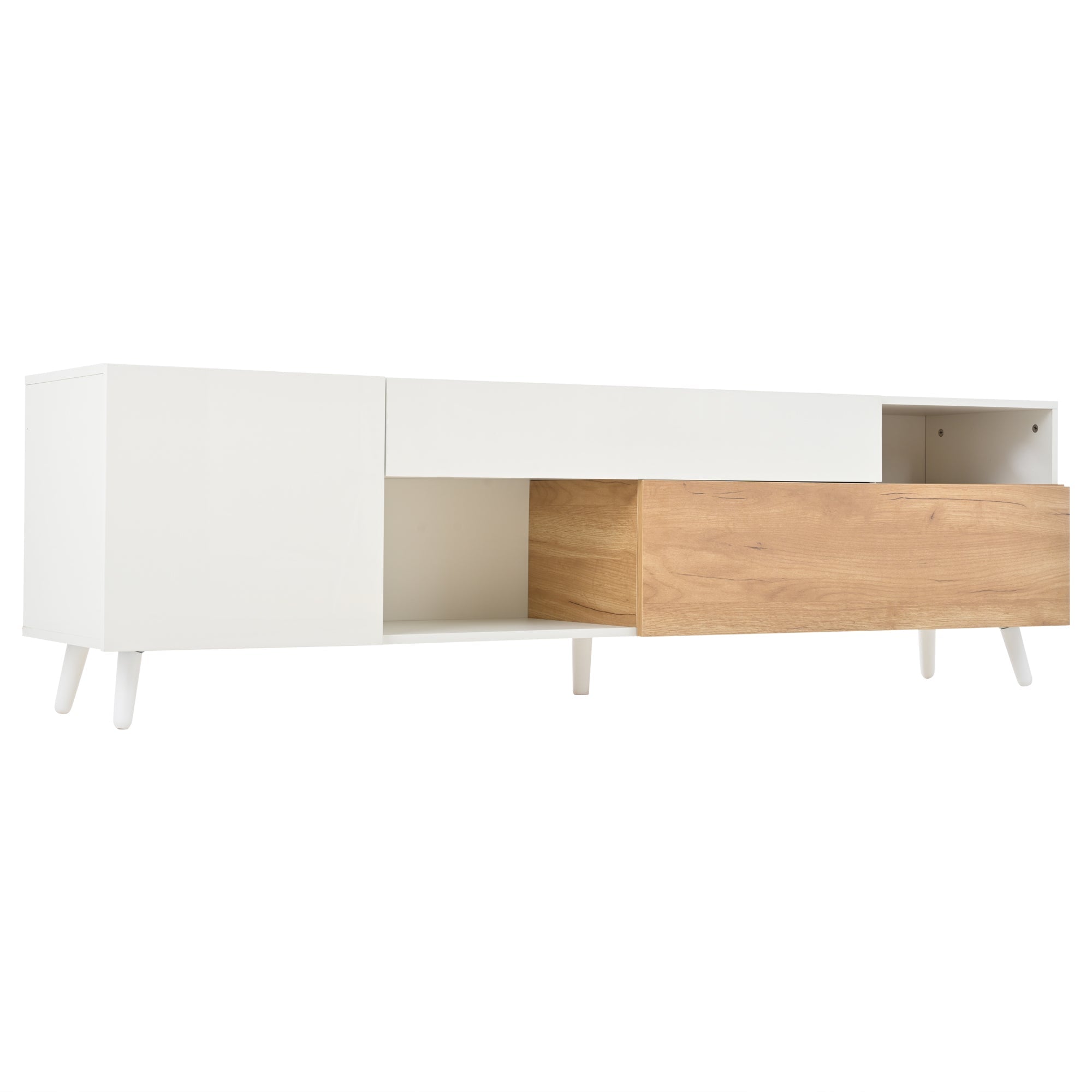 Logidon TV-meubel 180x38x50 cm witte houtlook deur en lade
