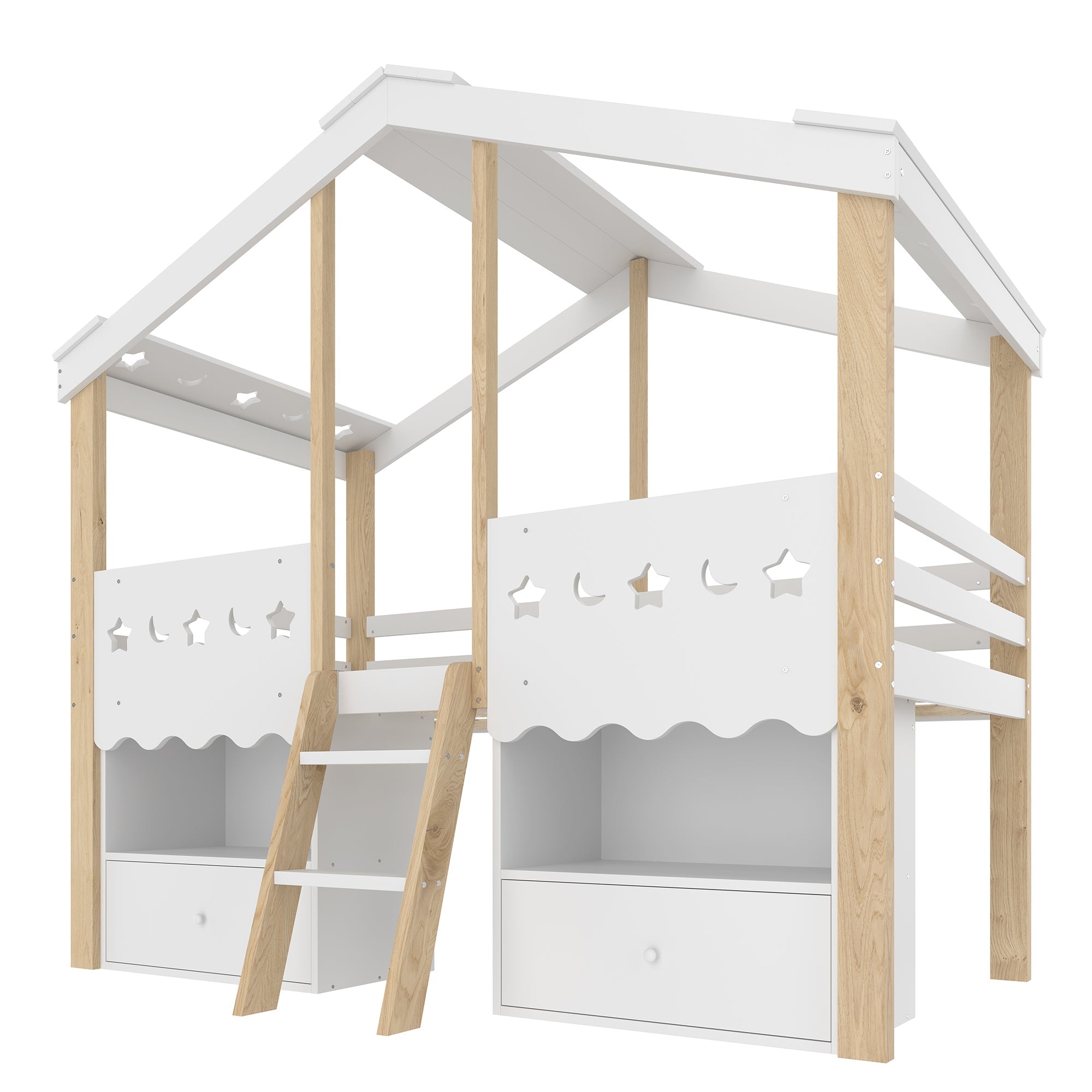 Logidon halfhoogslaper 90x200 huisvorm LED-lichtstrip 2 lades