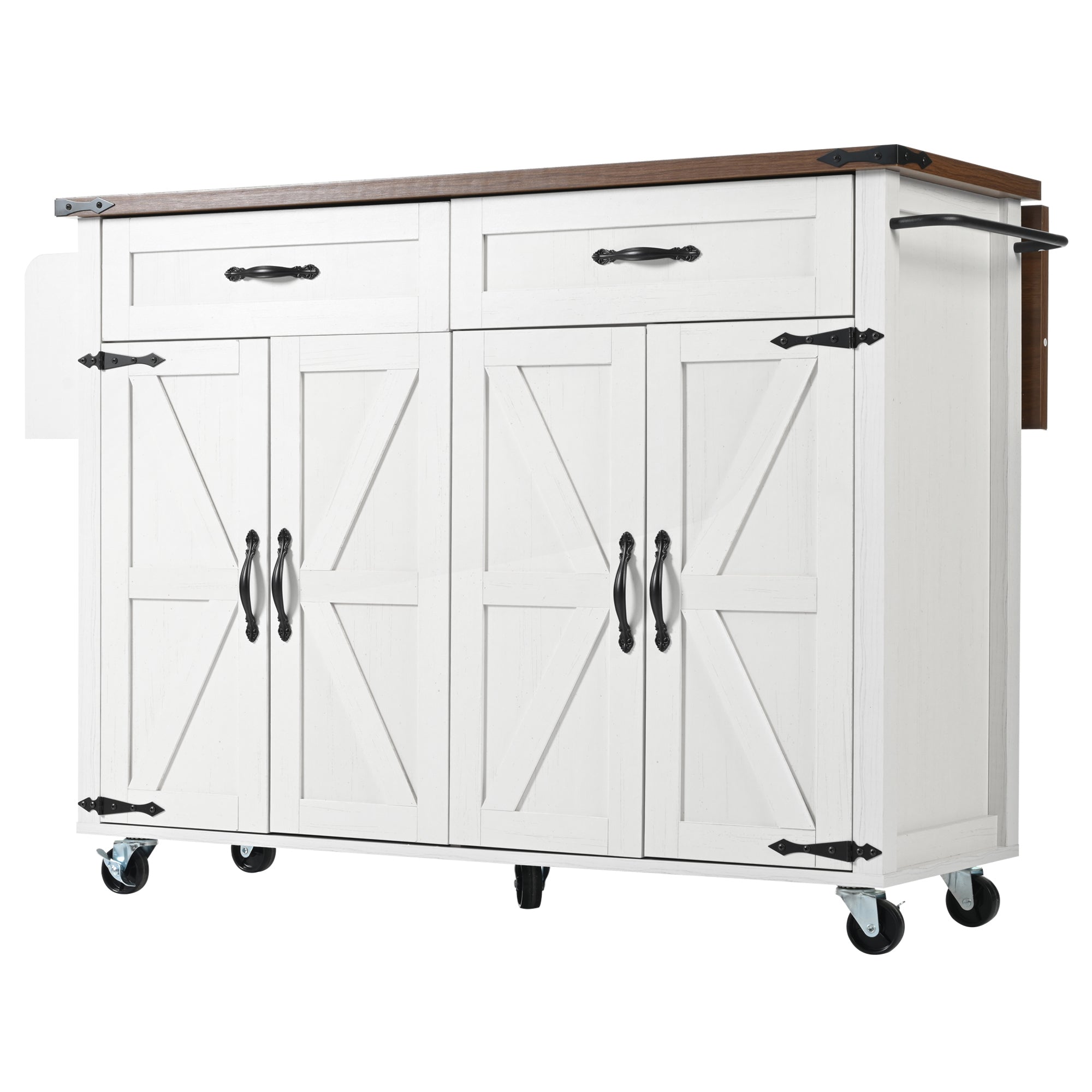 Logidon Kitchen Island With Extendable Worksheet Beige On Wheels