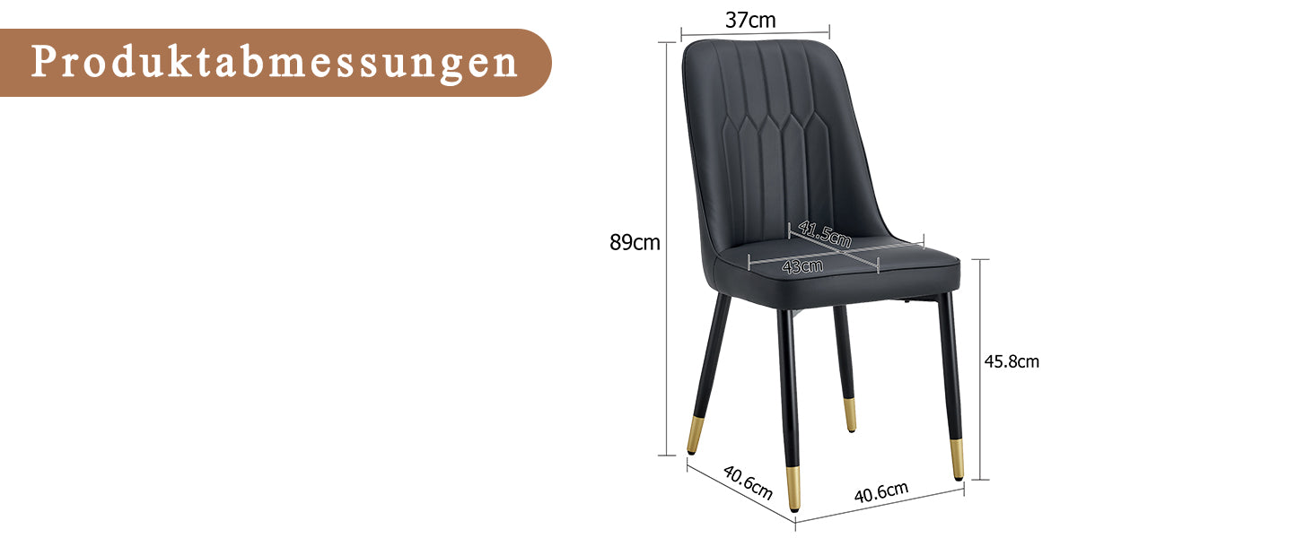 Logidon set van twee zwarte eetkamerstoelen met PU lederen rugkussens
