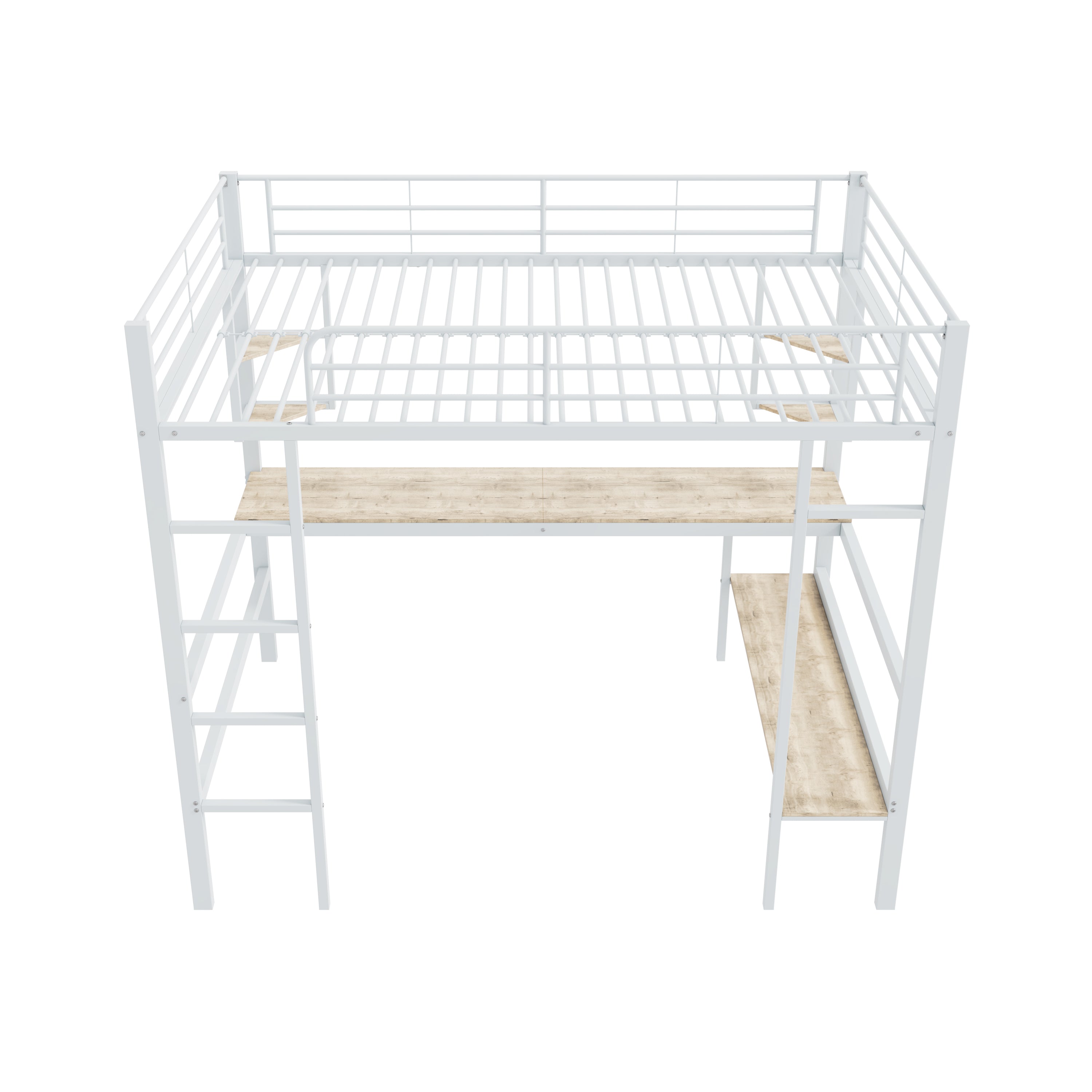 Logidon hoogslaper 140x200 cm metalen bed met bureau wit