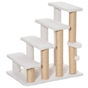 Logidon Dierentrap 4 treden Wit van Multiplex 60x40x64 cm Katten en Honden