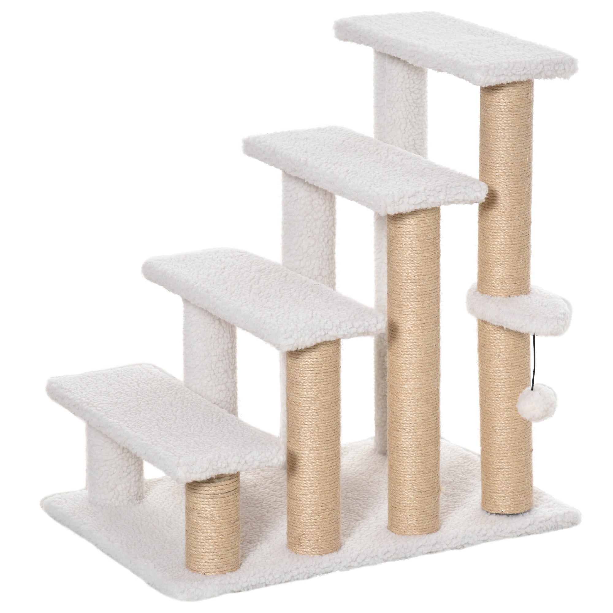 Logidon Dierentrap 4 treden Wit van Multiplex 60x40x64 cm Katten en Honden