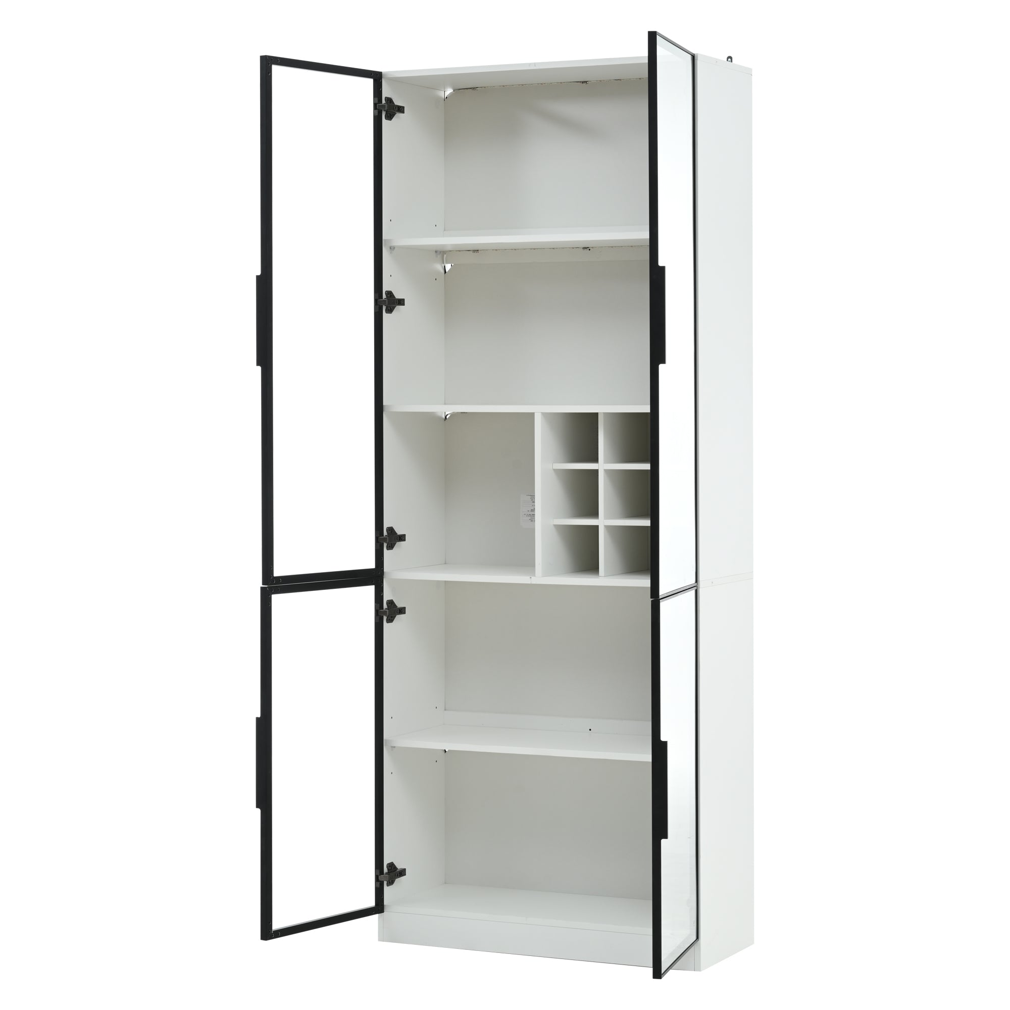 Logidon showcase 80x35x200 white glass doors LED lighting wine rack
