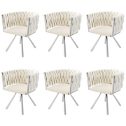 Logidon Eetkamerstoel fluweel Draaistoel Metaal Beige Zilver Set van 6