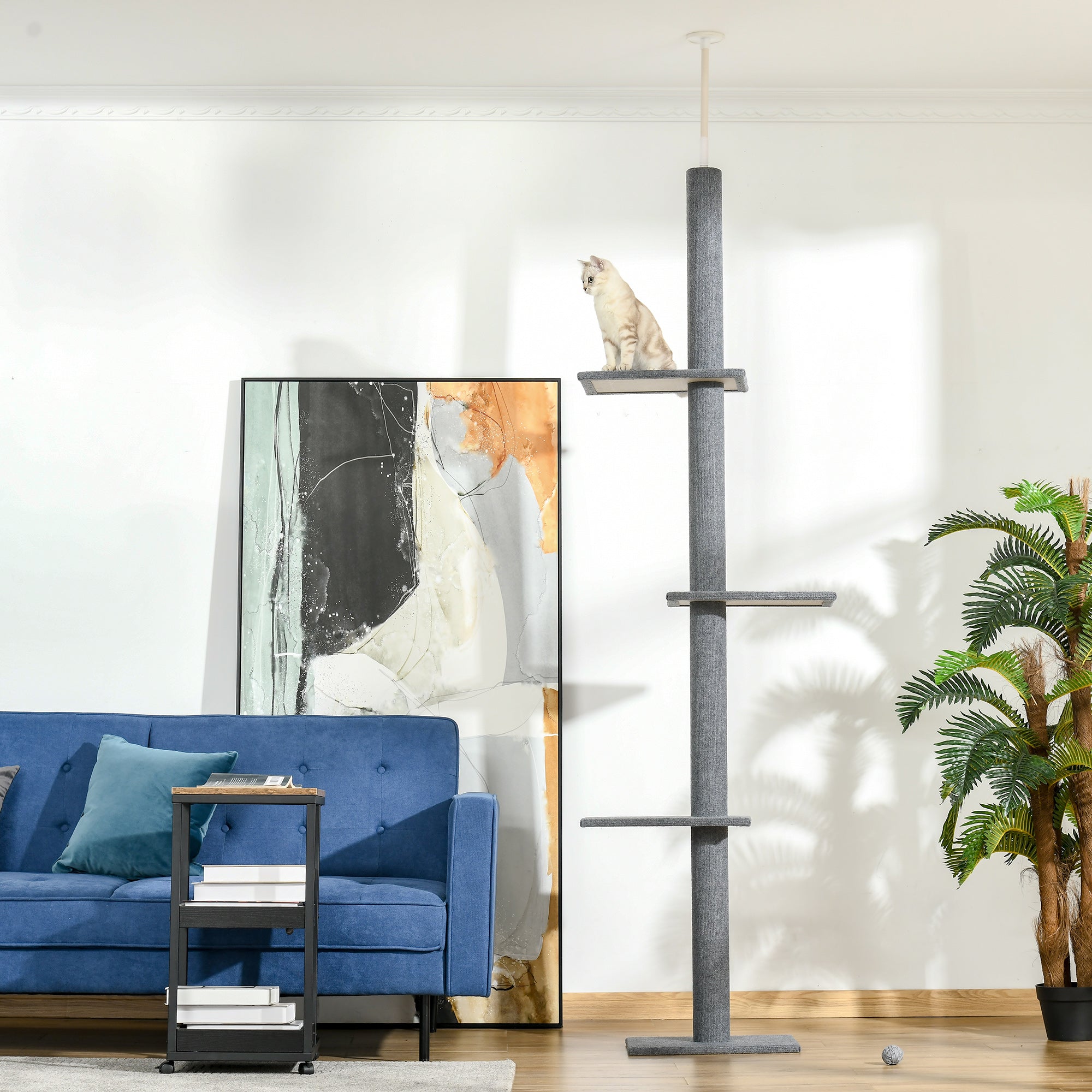 Logidon in hoogte verstelbare krabpaal grijs plafond hoog 228-260 cm