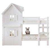 Logidon stapelbed huisstijl 90x200 wit met raam en dak