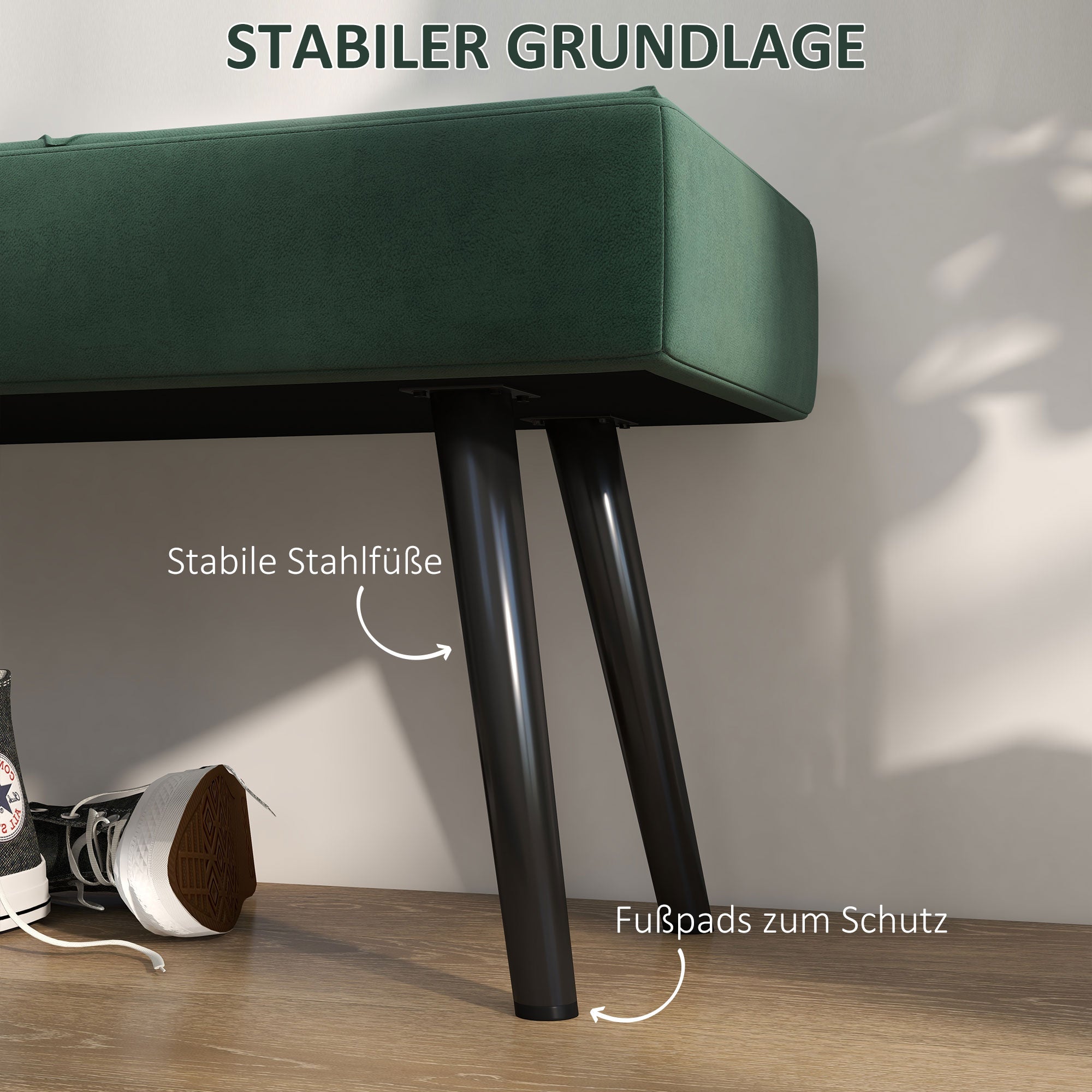 Logidon gestoffeerde bank fluweellook groen 100x36x45 cm tot 120 kg