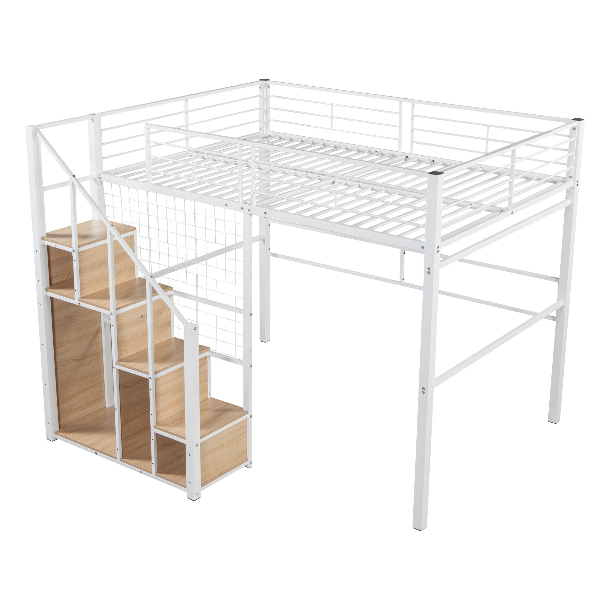 Logidon hoogslaper 140x200 met veiligheidsladder wit