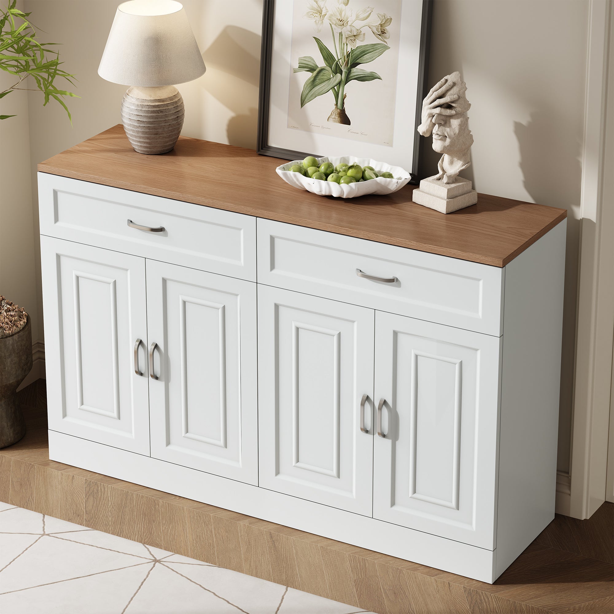 Logidon dressoir 120 cm wit houtlook met 4 deuren en 2 lades