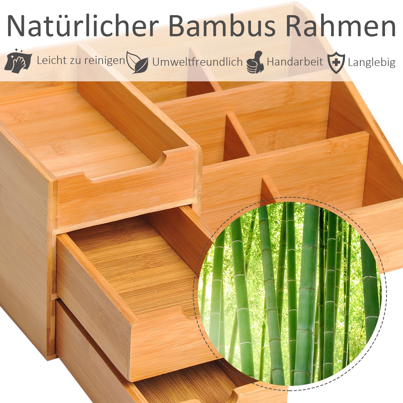 Logidon Bamboe Organizer Naturel 2 Lades L33 B20,5 H15,5 cm