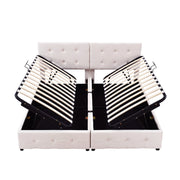 Logidon gestoffeerd bed 180x200 cm hydraulisch opbergbed beige