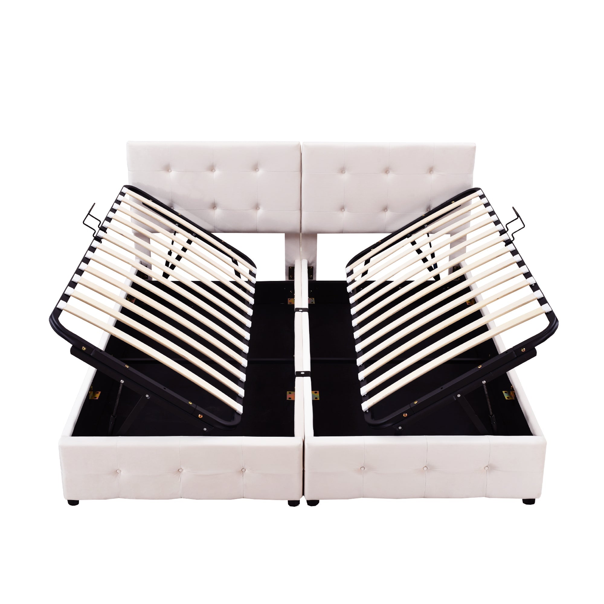 Logidon gestoffeerd bed 180x200 cm hydraulisch opbergbed beige