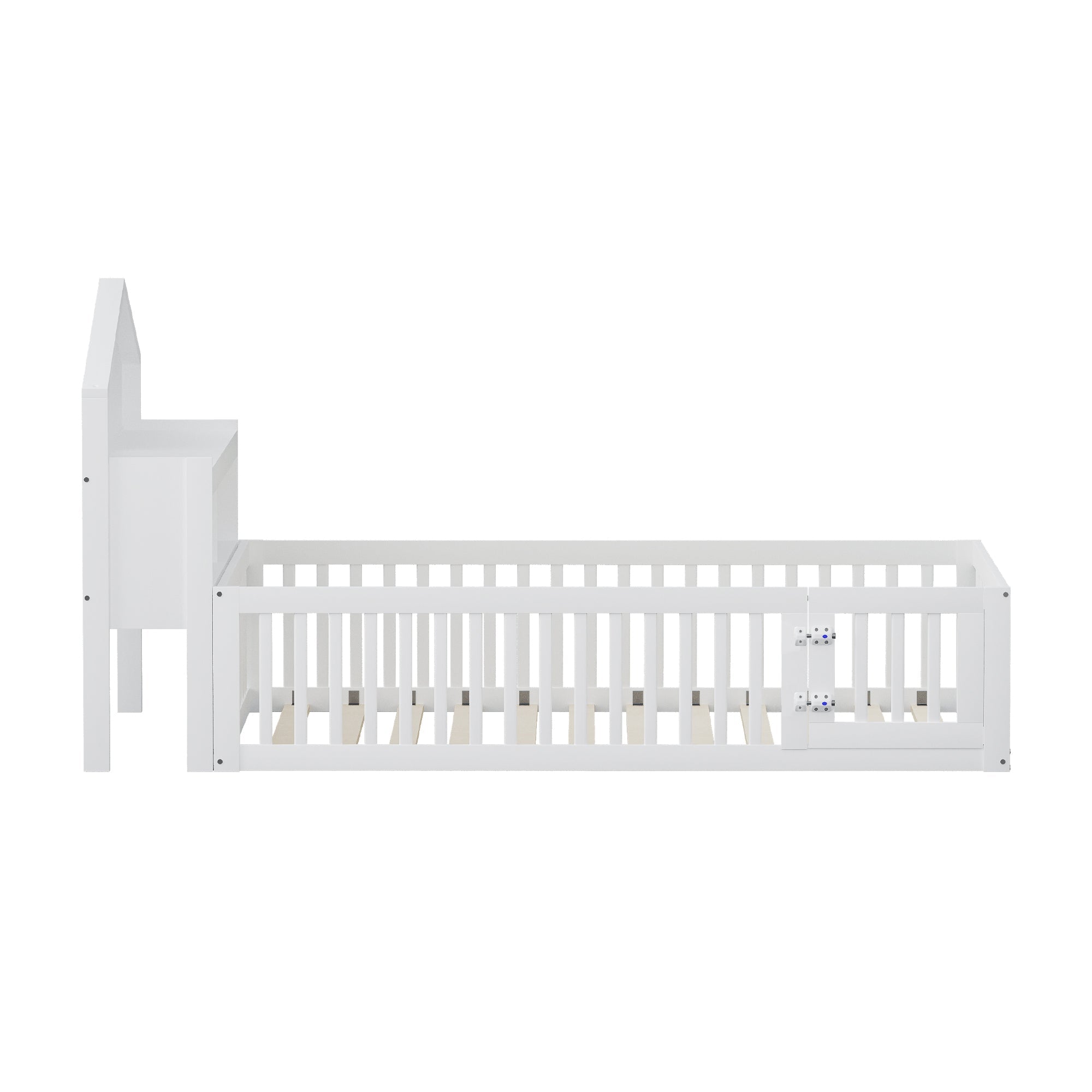 Logidon kinderbed 140x200 huisvorm wit met opbergruimte en lattenbodem