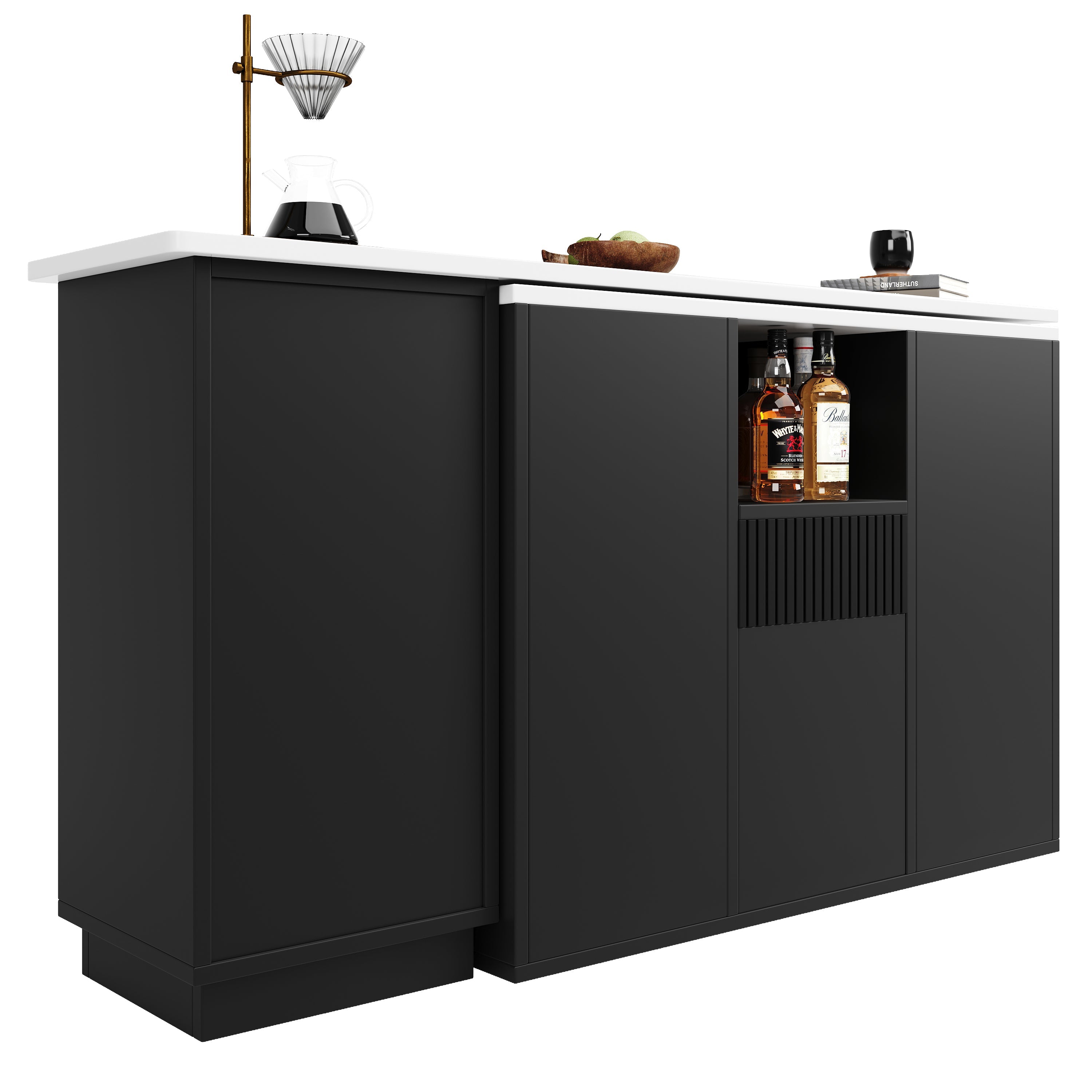 Logidon Draaibare Bartafel 360 Graden Zwart 210 x 30 x 100,9 cm