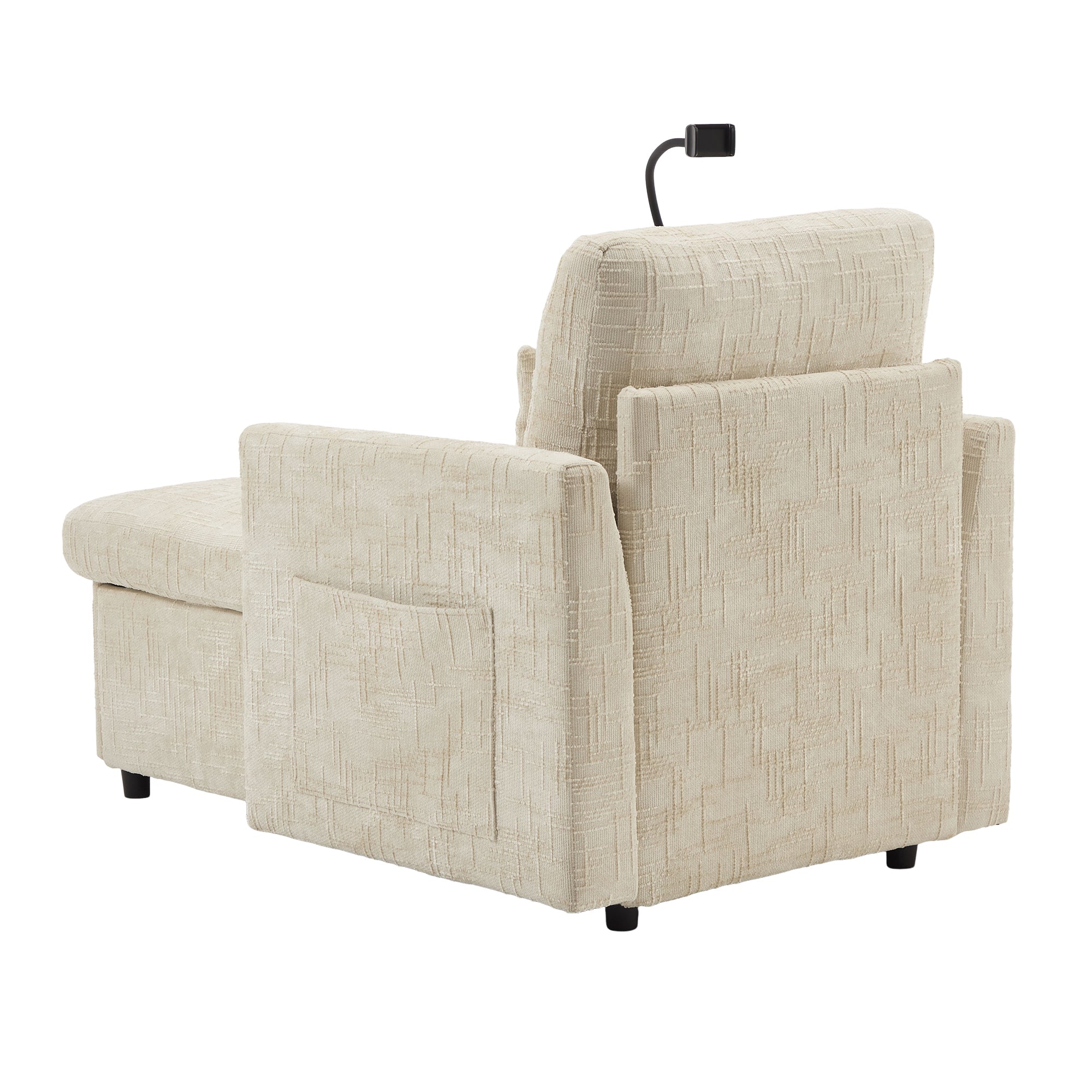 Logidon loungerstoel beige chenille met verstelbare rugleuning