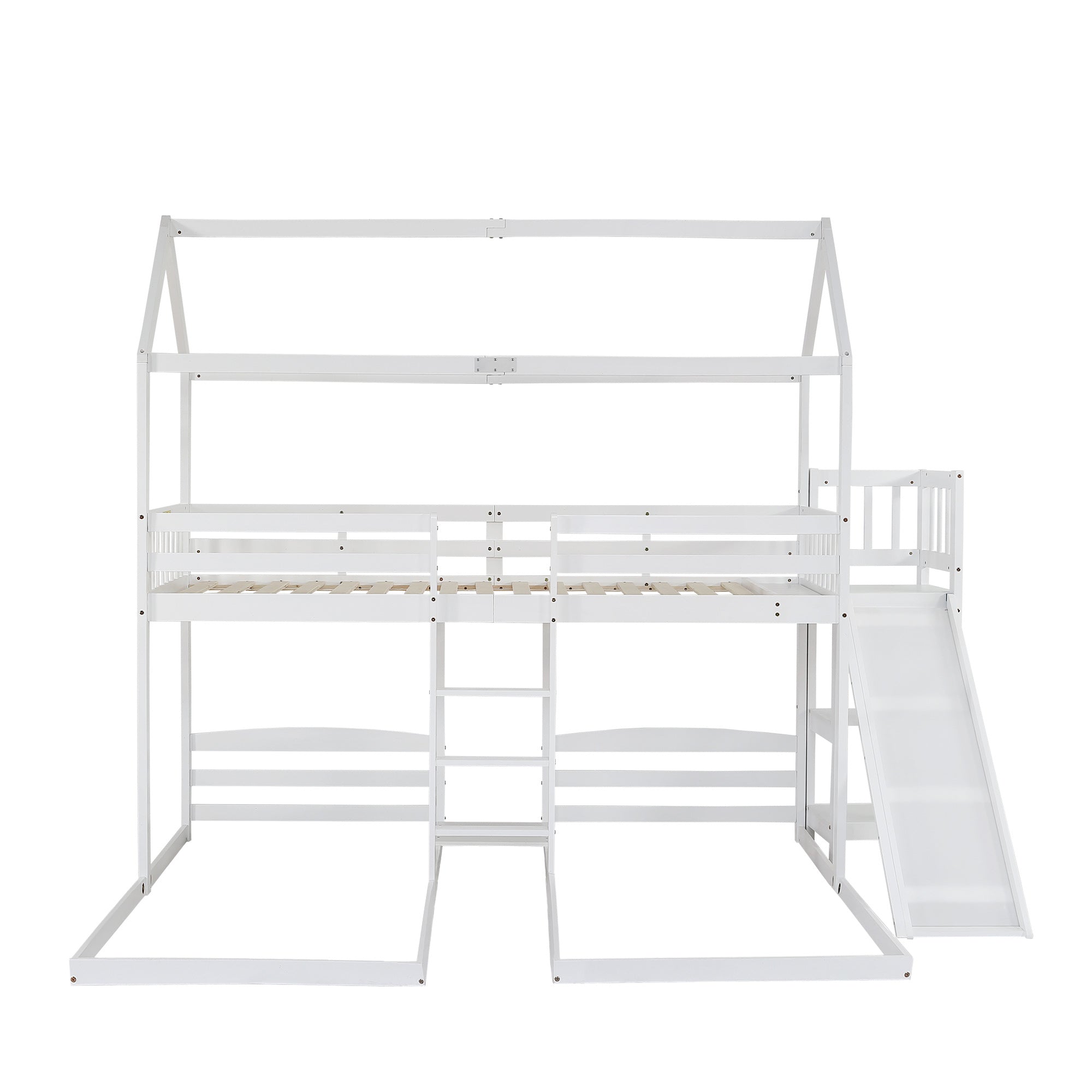 Logidon stapelbed met glijbaan wit 90x200cm drietrapsladder