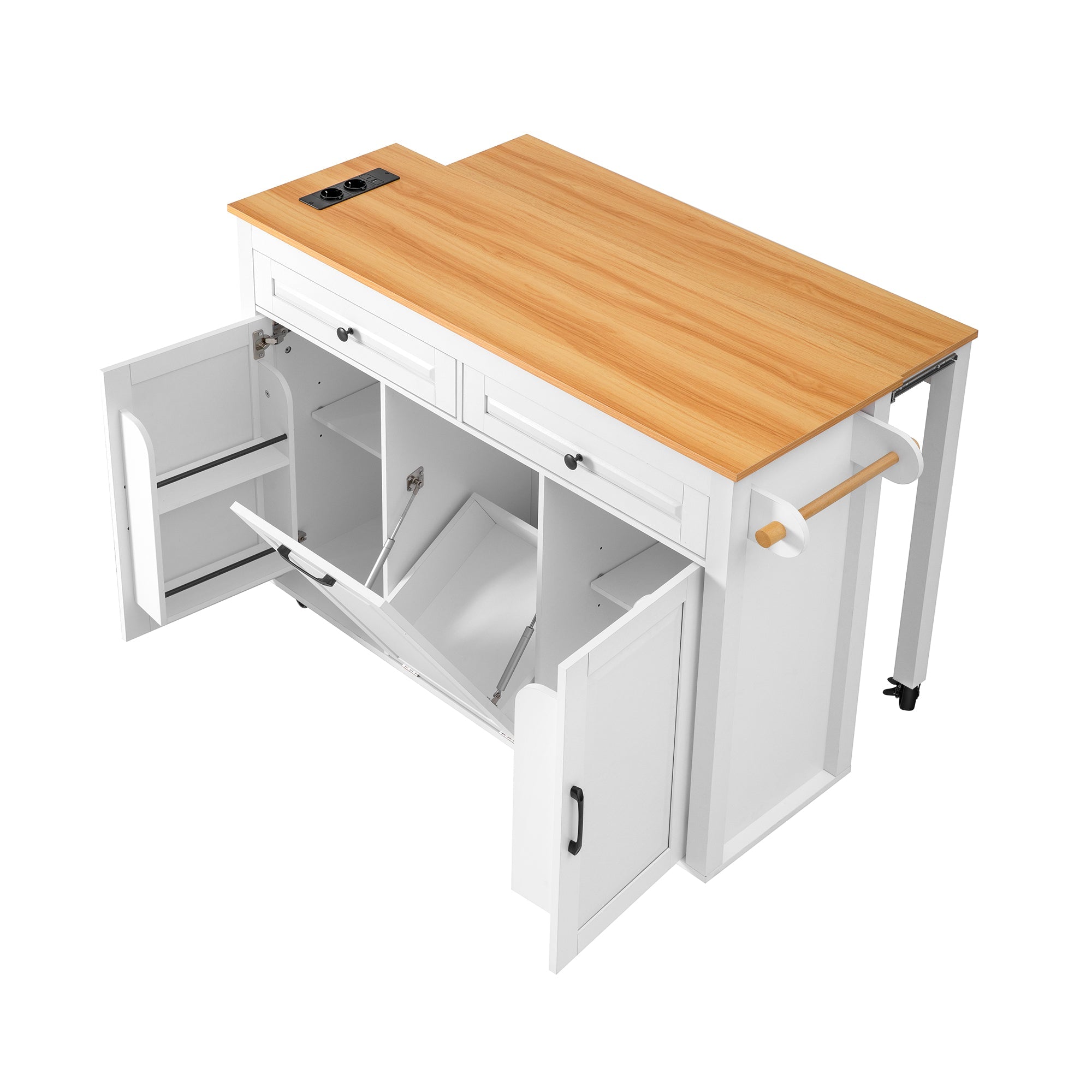 Logidon Keukeneiland op Wielen Wit Uitschuifbare Werkplek 120 cm