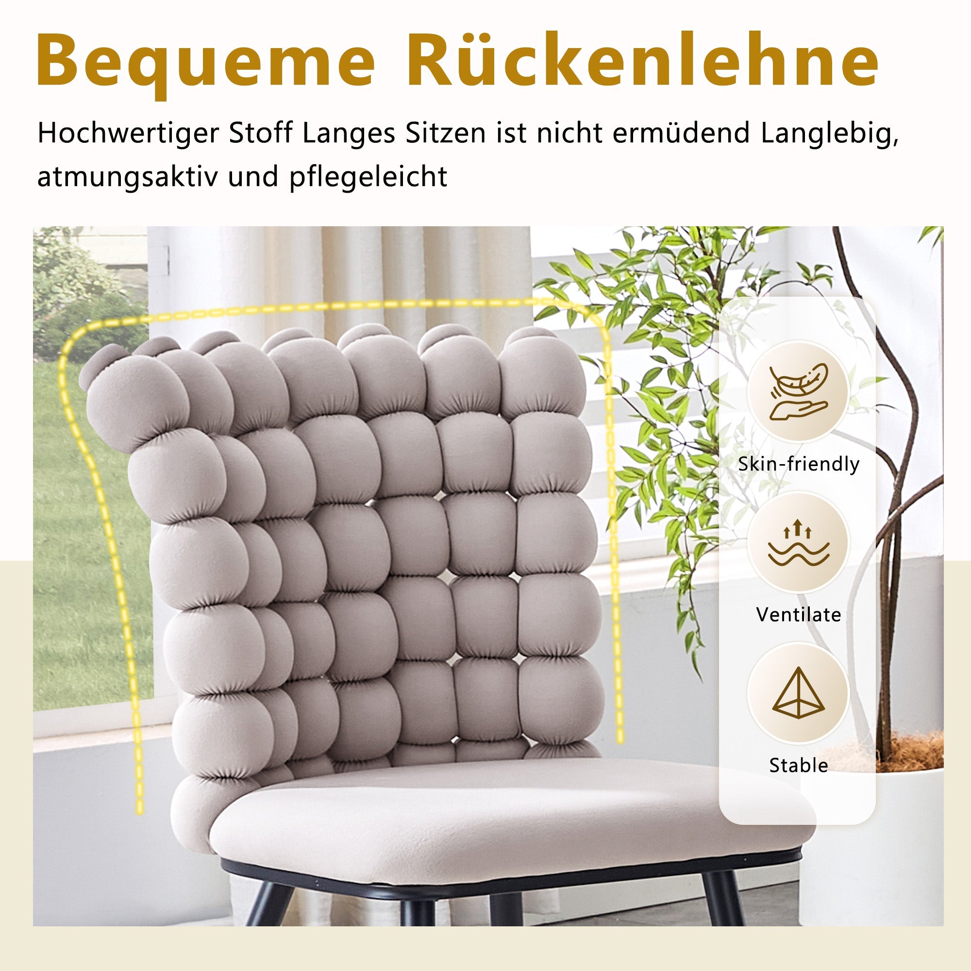 Logidon lichtgrijze fluwelen eetkamerstoelen met kogelketting rugleuning set van 2