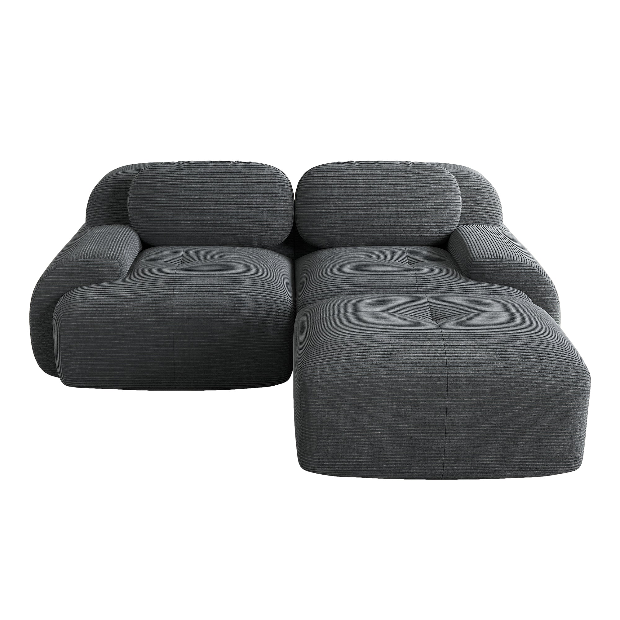 Logidon Hoekbank 208 cm Grijs Corduroy Modulaire Gebogen Armleuningen